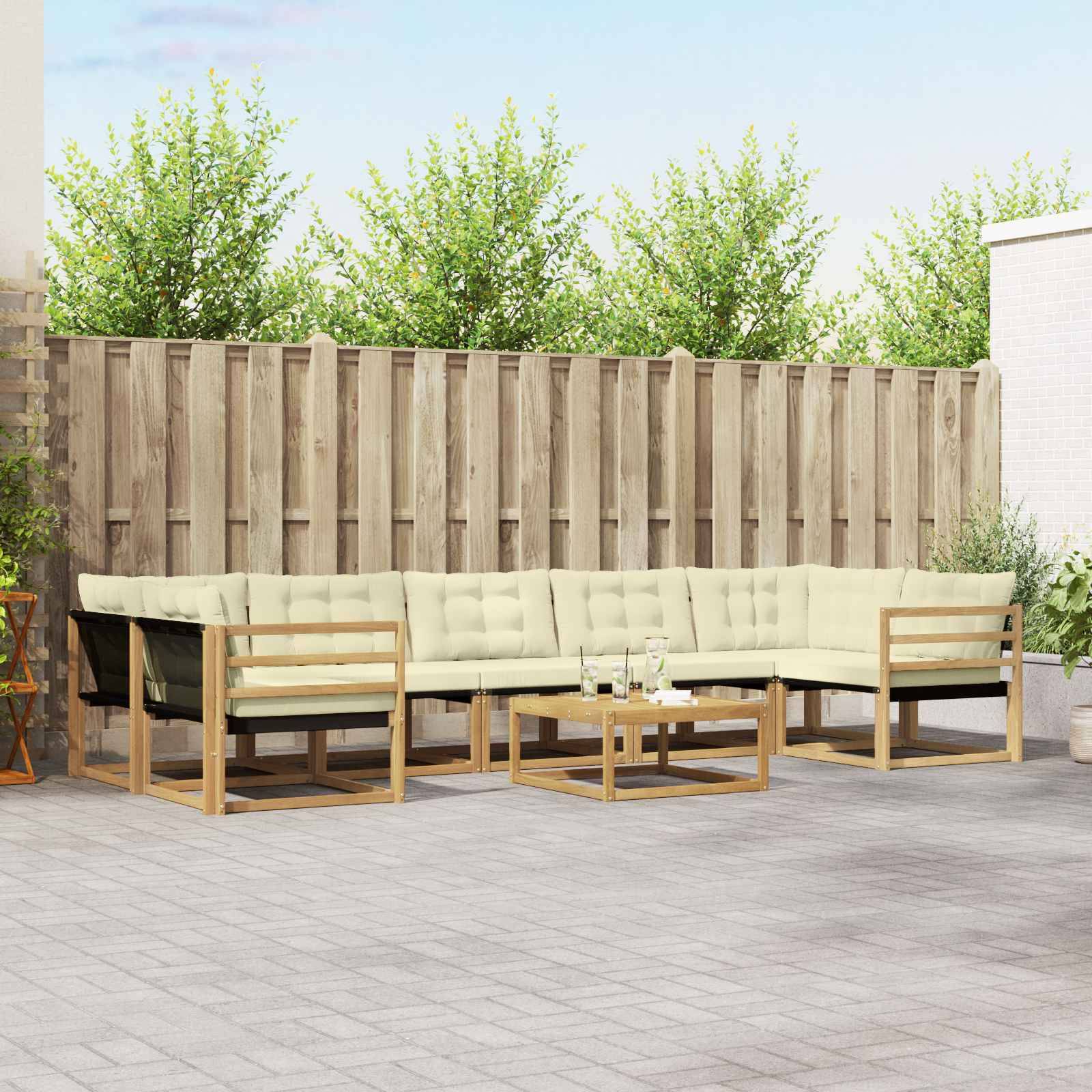 vidaXL Outdoor-Sofagarnitur 8 pcs Weiß und Creme 79 x 79 x 37 cm