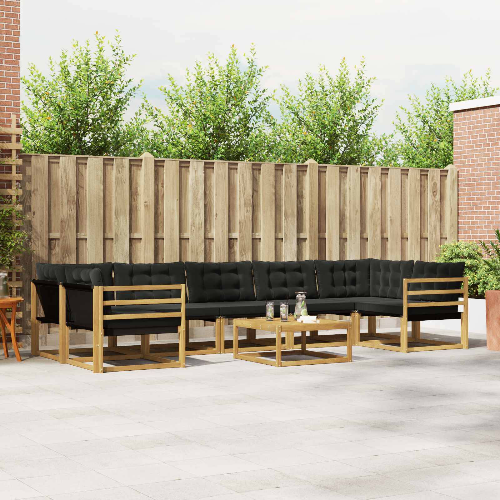 vidaXL Outdoor-Sofagarnitur 8 pcs Weiß und Schwarz 79 x 79 x 37 cm