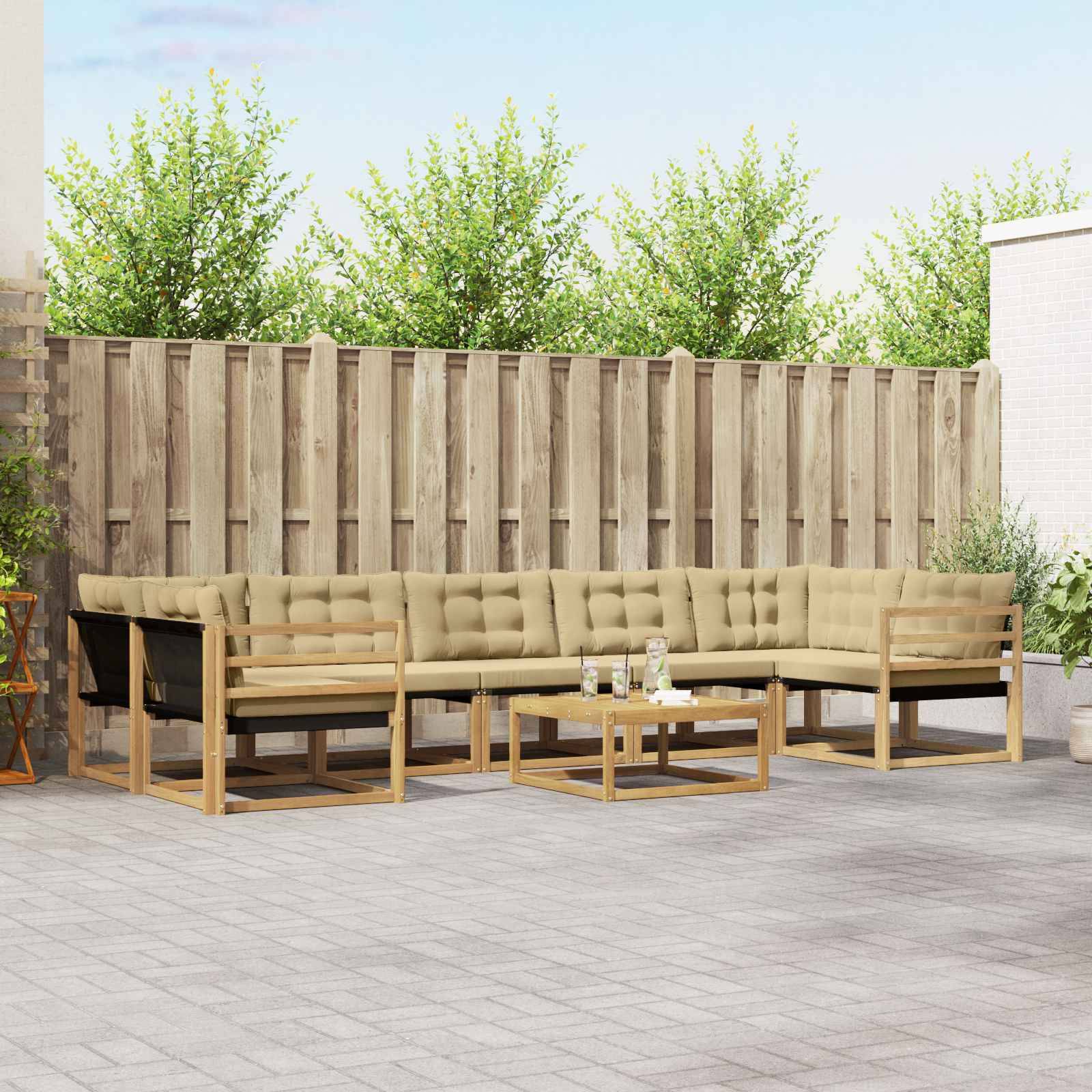 vidaXL Outdoor-Sofagarnitur 8 pcs Weiß und Beige 79 x 79 x 37 cm