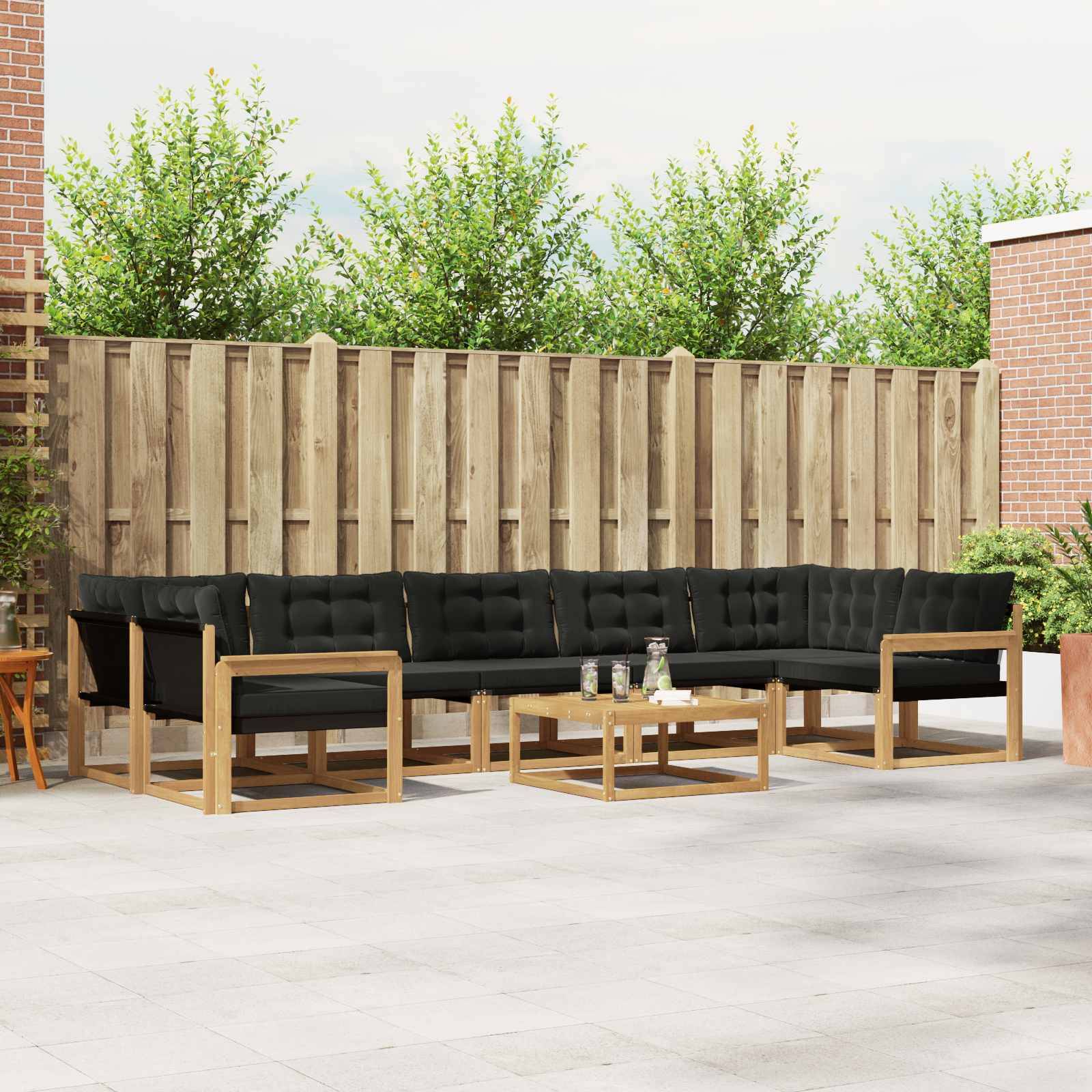 vidaXL Outdoor-Sofagarnitur 8 pcs Weiß und Schwarz 79 x 79 x 37 cm