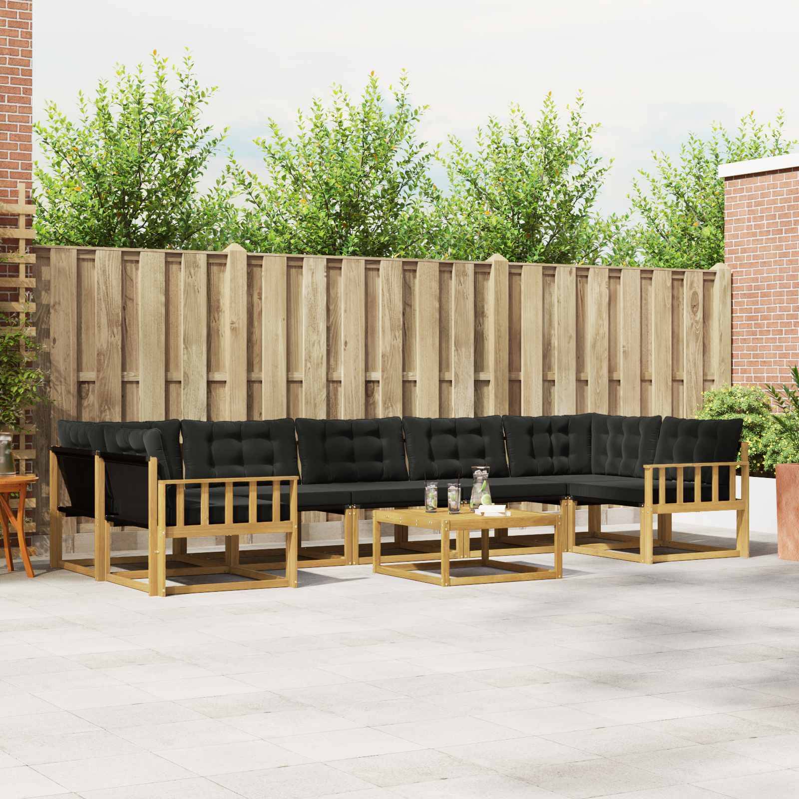 vidaXL Outdoor-Sofagarnitur 8 pcs Weiß und Schwarz 79 x 79 x 37 cm