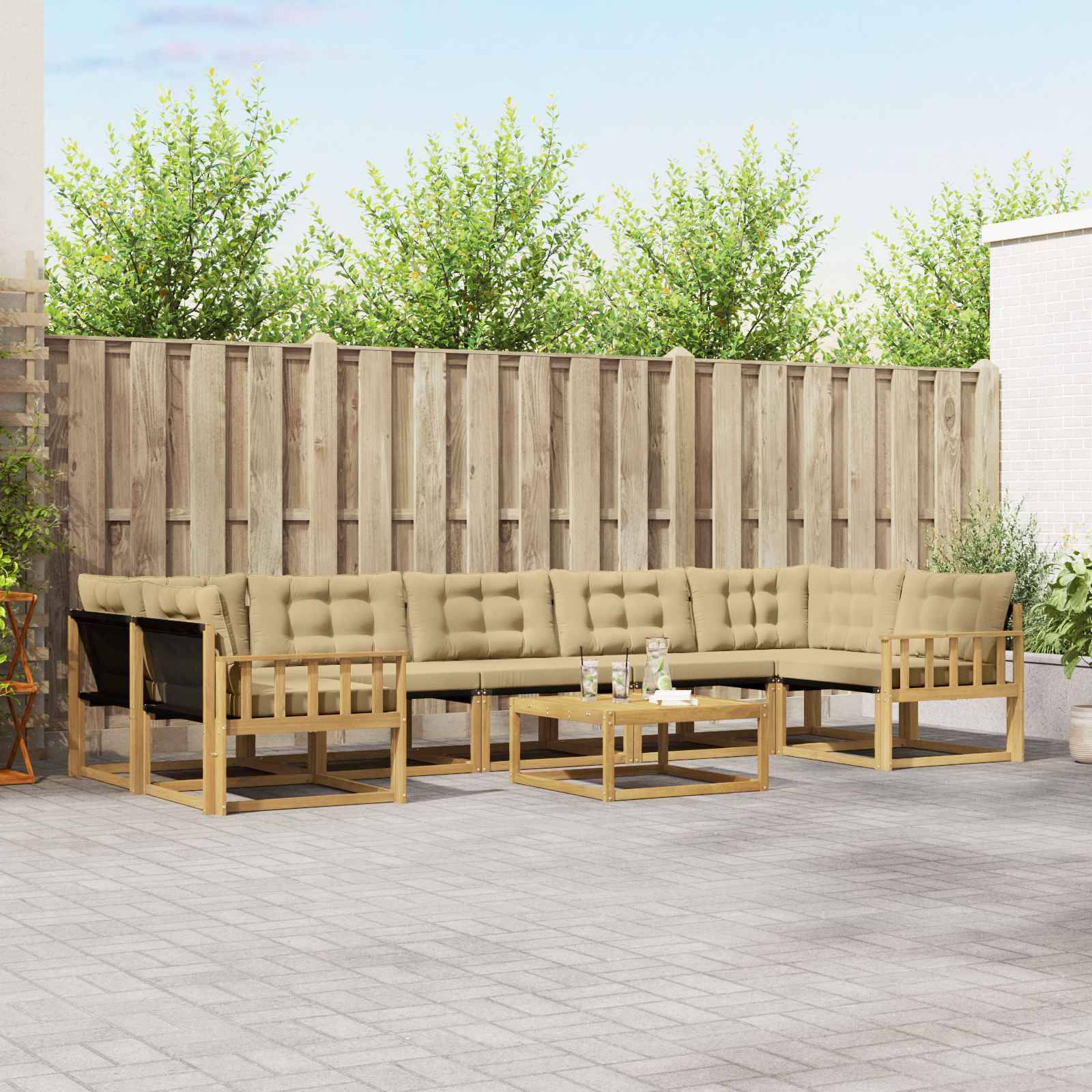 vidaXL Outdoor-Sofagarnitur 8 pcs Weiß und Beige 79 x 79 x 37 cm
