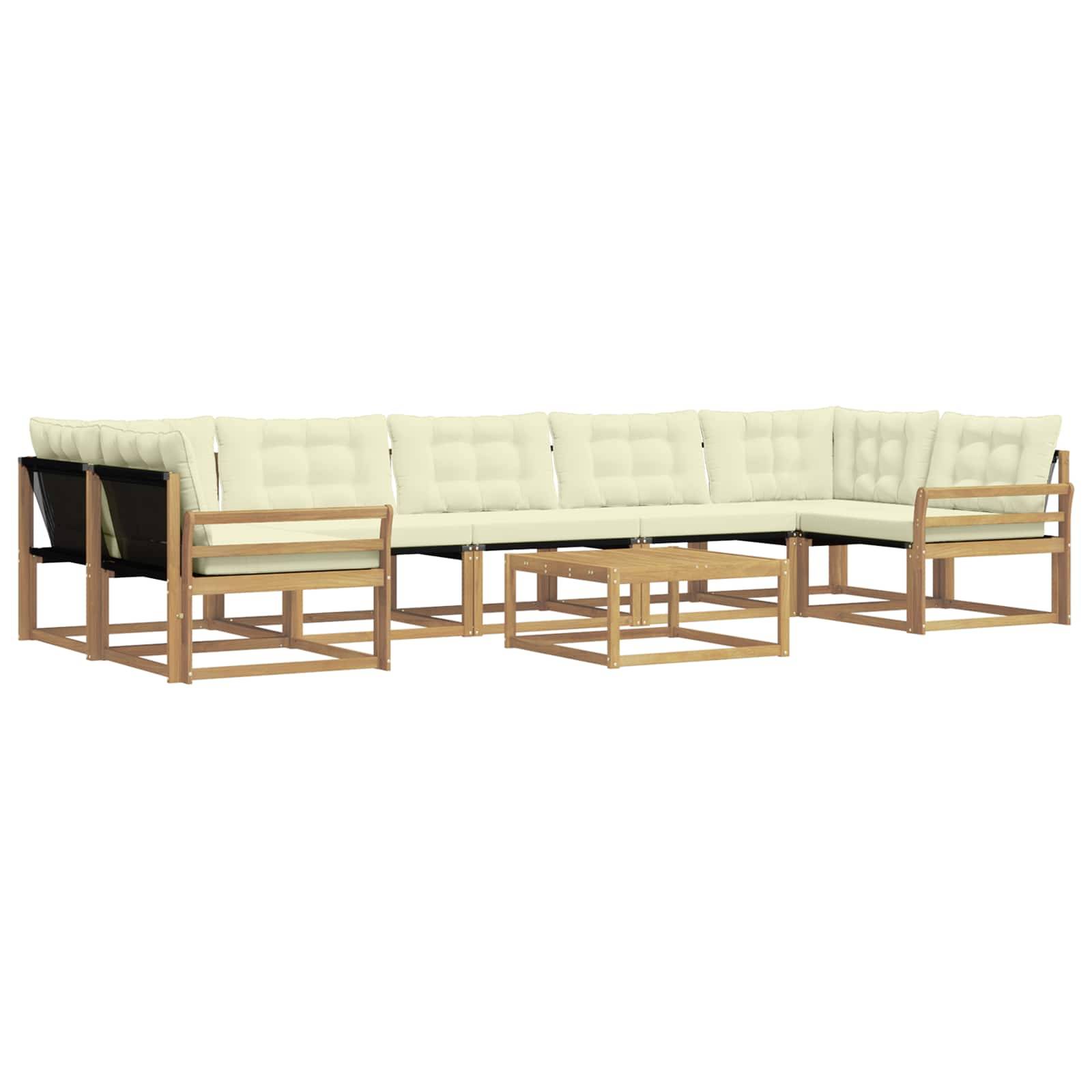 vidaXL Outdoor-Sofagarnitur 8 pcs Weiß und Creme 79 x 79 x 37 cm