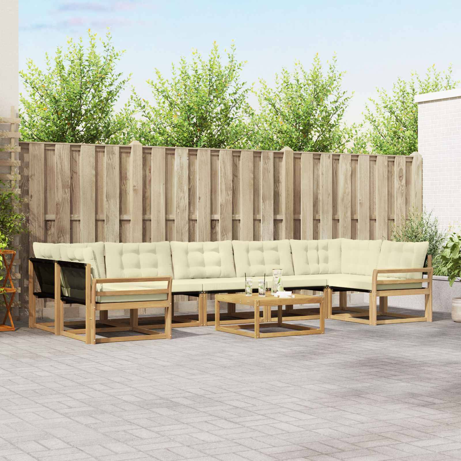 vidaXL Outdoor-Sofagarnitur 8 pcs Weiß und Creme 79 x 79 x 37 cm