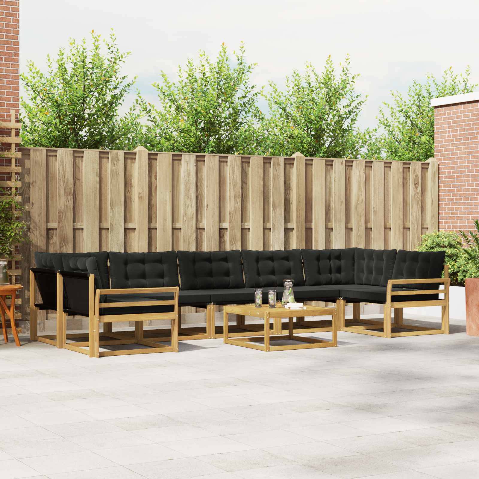 vidaXL Outdoor-Sofagarnitur 8 pcs Weiß und Schwarz 79 x 79 x 37 cm