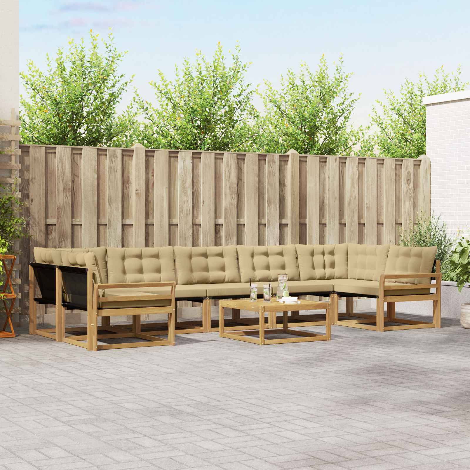 vidaXL Outdoor-Sofagarnitur 8 pcs Weiß und Beige 79 x 79 x 37 cm