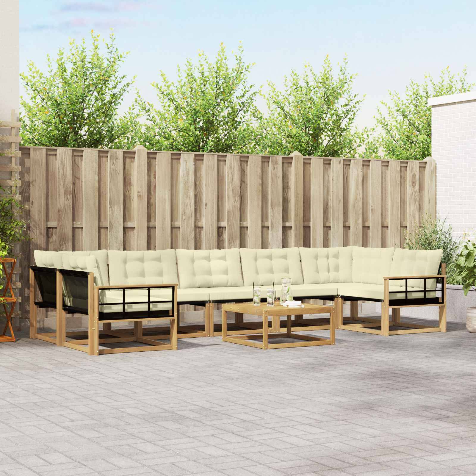 vidaXL Outdoor-Sofagarnitur 8 pcs Weiß und Creme 79 x 79 x 37 cm