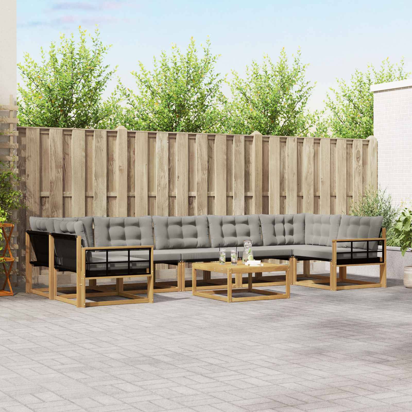 vidaXL Outdoor-Sofagarnitur 8 pcs Weiß und Hellgrau 79 x 79 x 37 cm