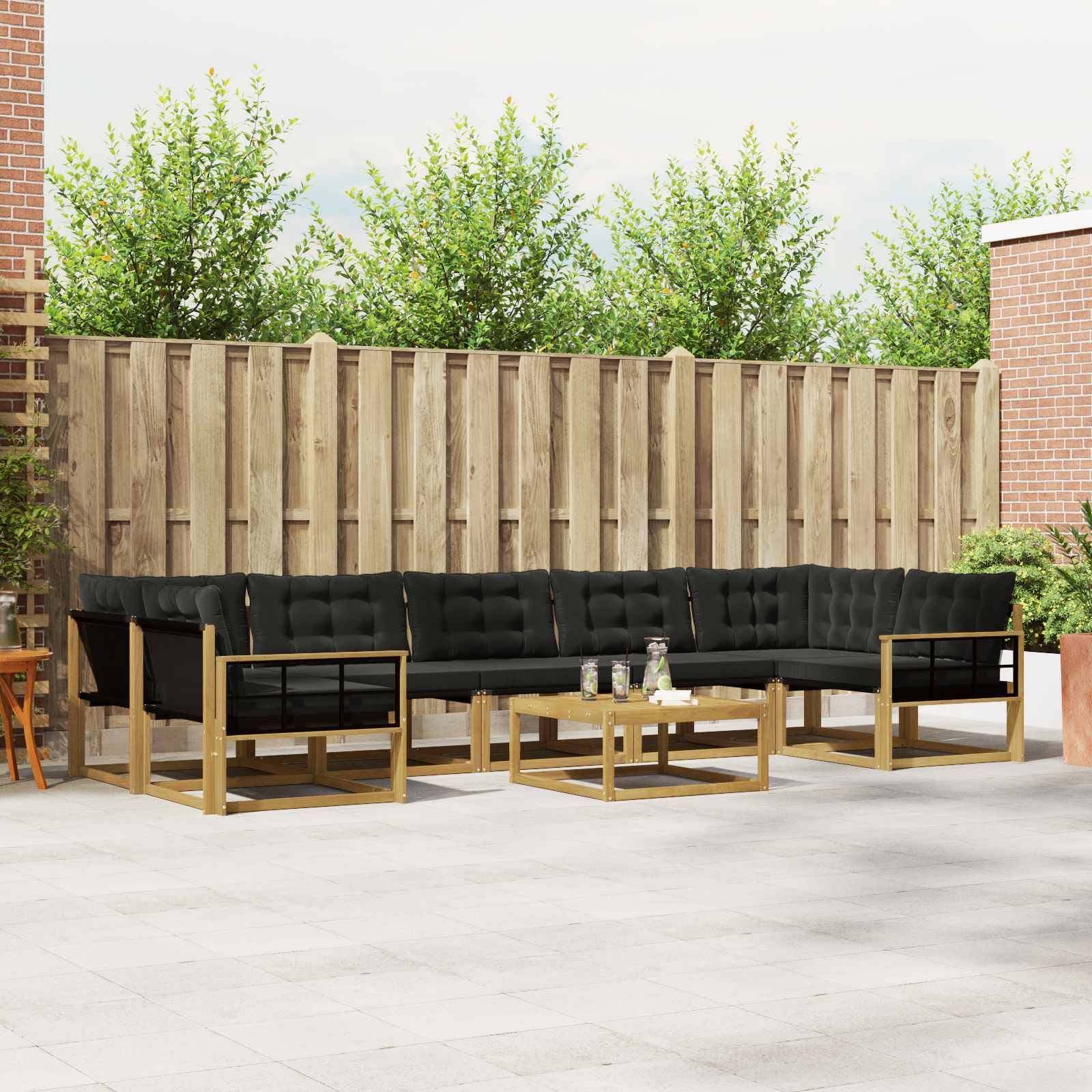 vidaXL Outdoor-Sofagarnitur 8 pcs Weiß und Schwarz 79 x 79 x 37 cm