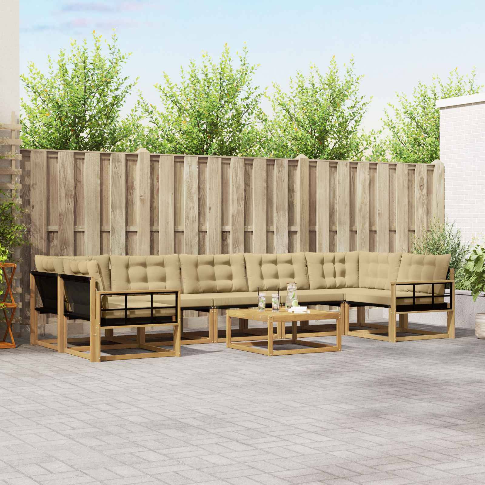 vidaXL Outdoor-Sofagarnitur 8 pcs Weiß und Beige 79 x 79 x 37 cm