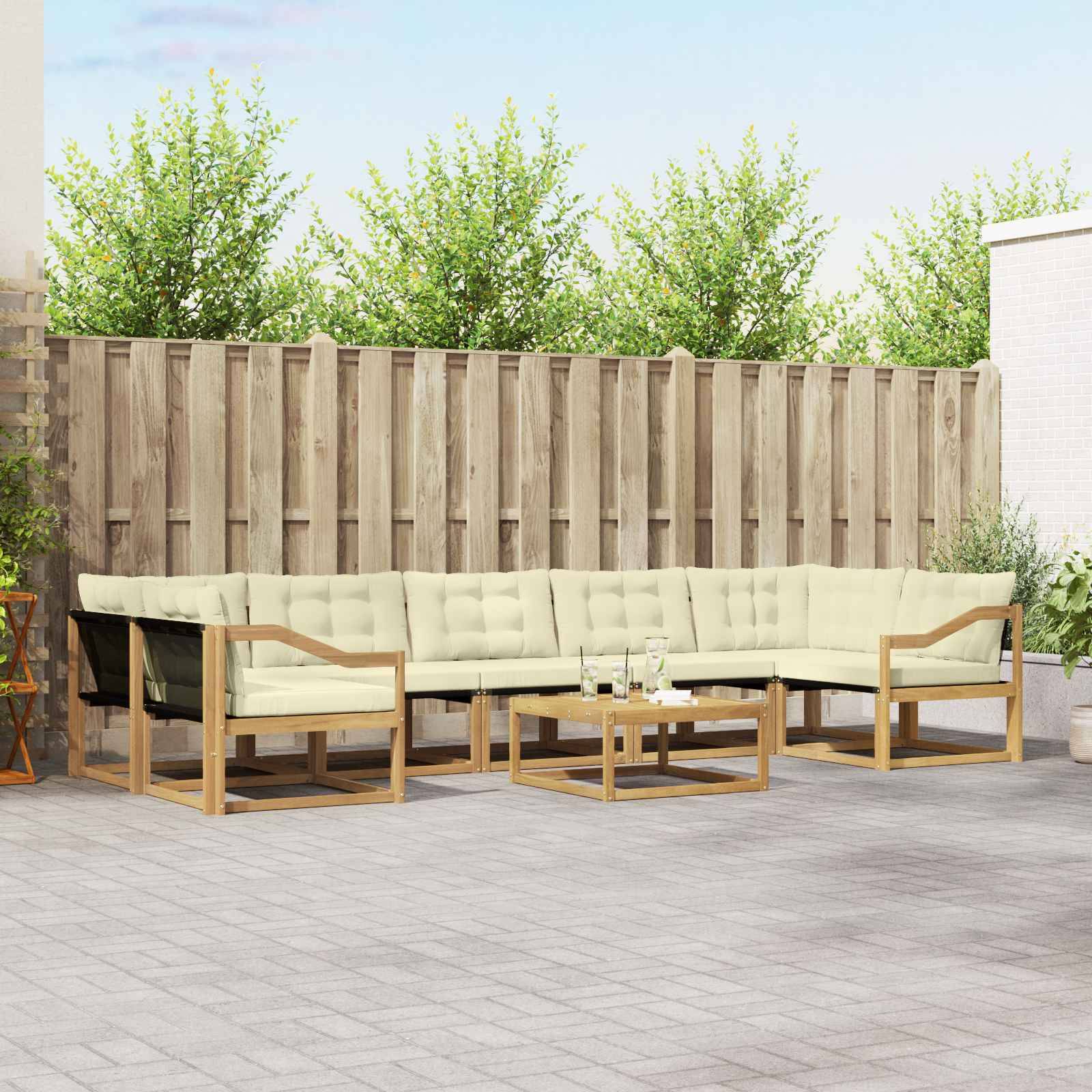 vidaXL Outdoor-Sofagarnitur 8 pcs Weiß und Creme 79 x 79 x 37 cm