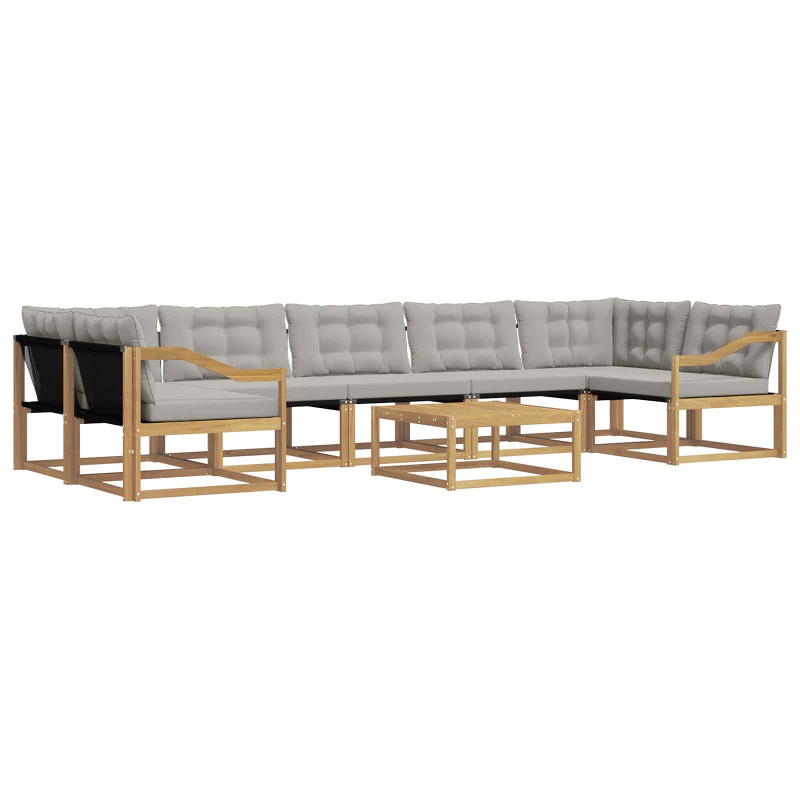 vidaXL Outdoor-Sofagarnitur 8 pcs Weiß und Hellgrau 79 x 79 x 37 cm