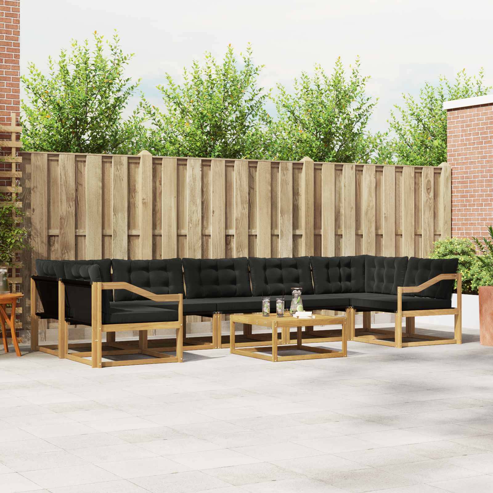 vidaXL Outdoor-Sofagarnitur 8 pcs Weiß und Schwarz 79 x 79 x 37 cm