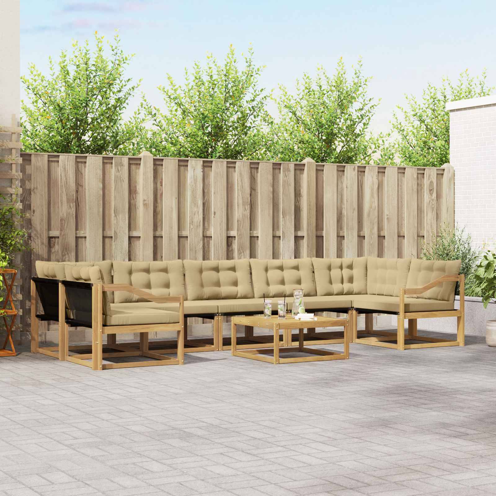 vidaXL Outdoor-Sofagarnitur 8 pcs Weiß und Beige 79 x 79 x 37 cm
