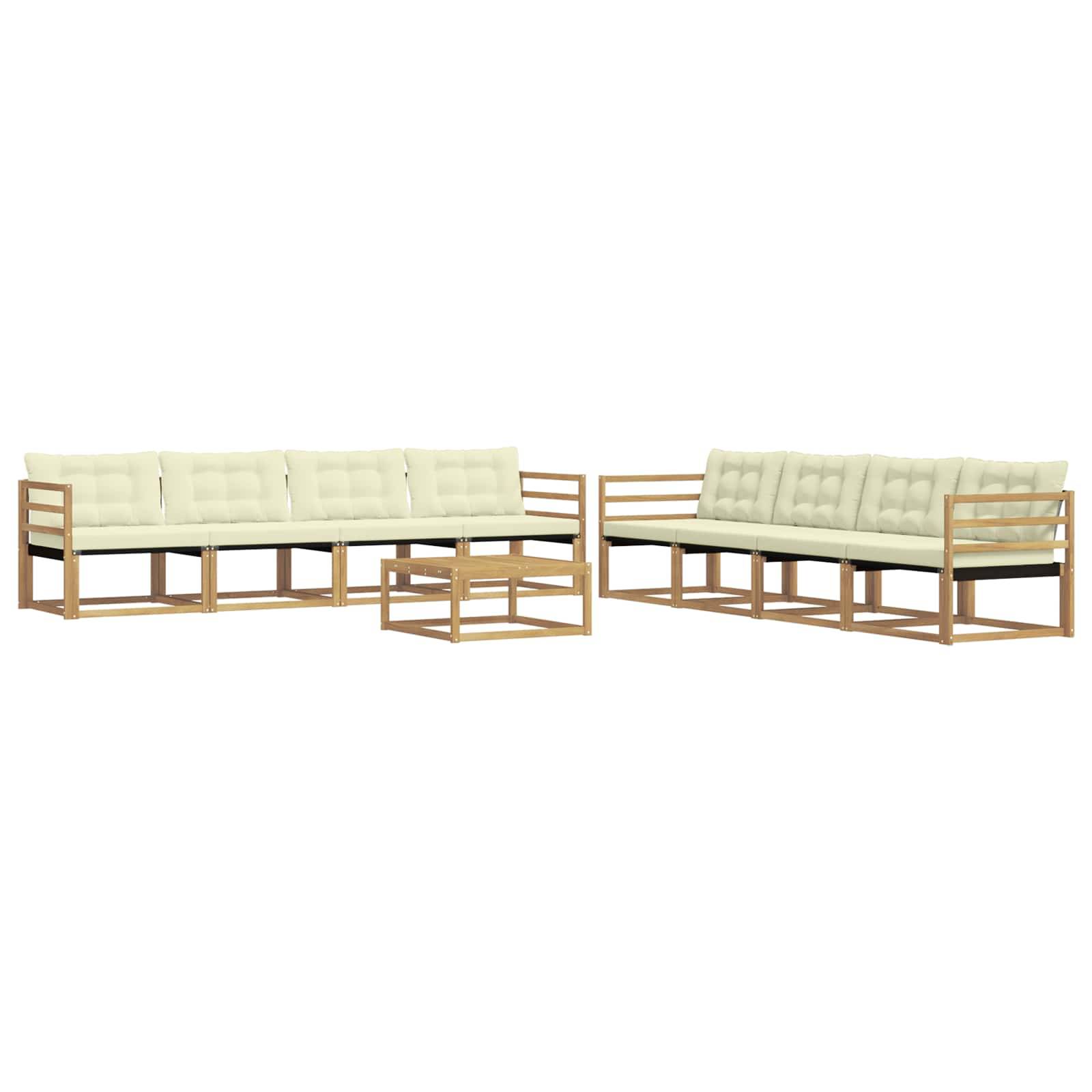 vidaXL Outdoor-Sofagarnitur 9 pcs Weiß und Creme 79 x 79 x 37 cm