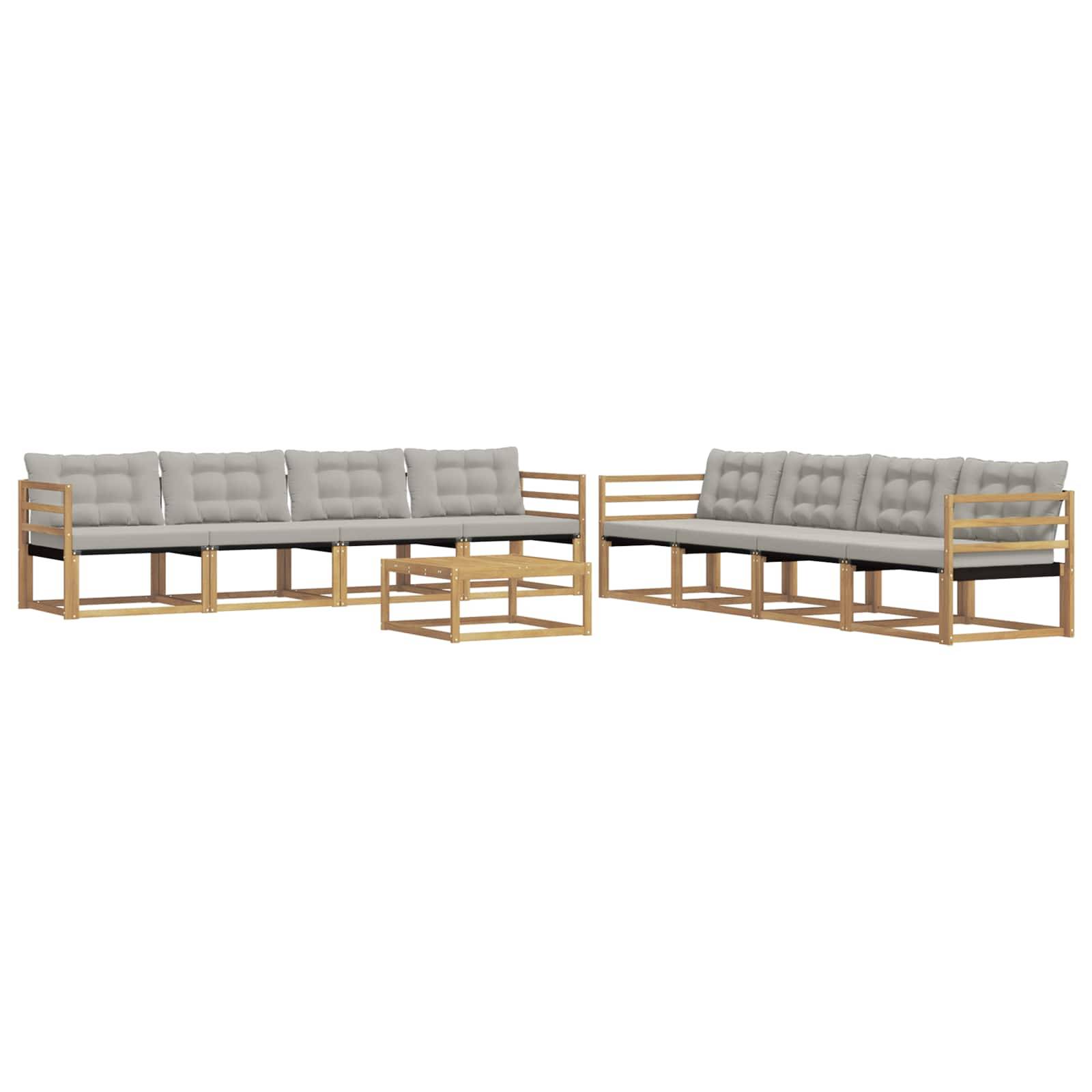 vidaXL Outdoor-Sofagarnitur 9 pcs Weiß und Hellgrau 79 x 79 x 37 cm