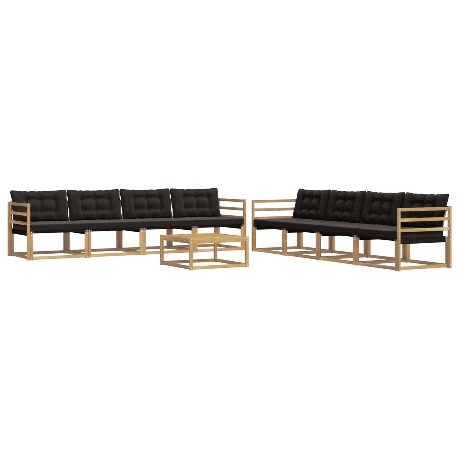 vidaXL Outdoor-Sofagarnitur 9 pcs Weiß und Schwarz 79 x 79 x 37 cm