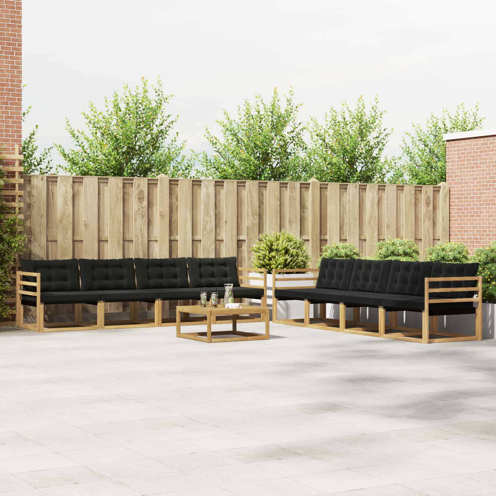 vidaXL Outdoor-Sofagarnitur 9 pcs Weiß und Schwarz 79 x 79 x 37 cm