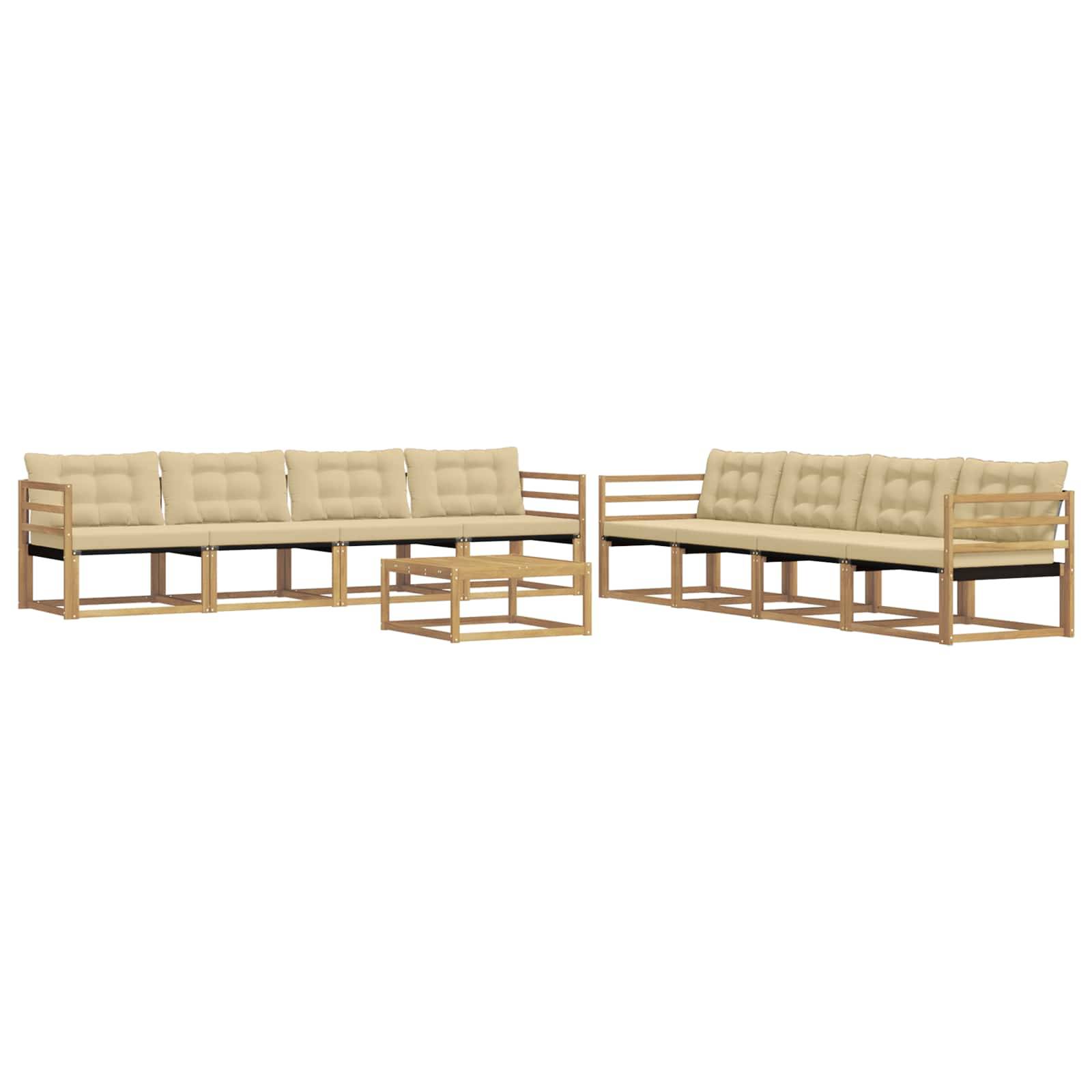 vidaXL Outdoor-Sofagarnitur 9 pcs Weiß und Beige 79 x 79 x 37 cm