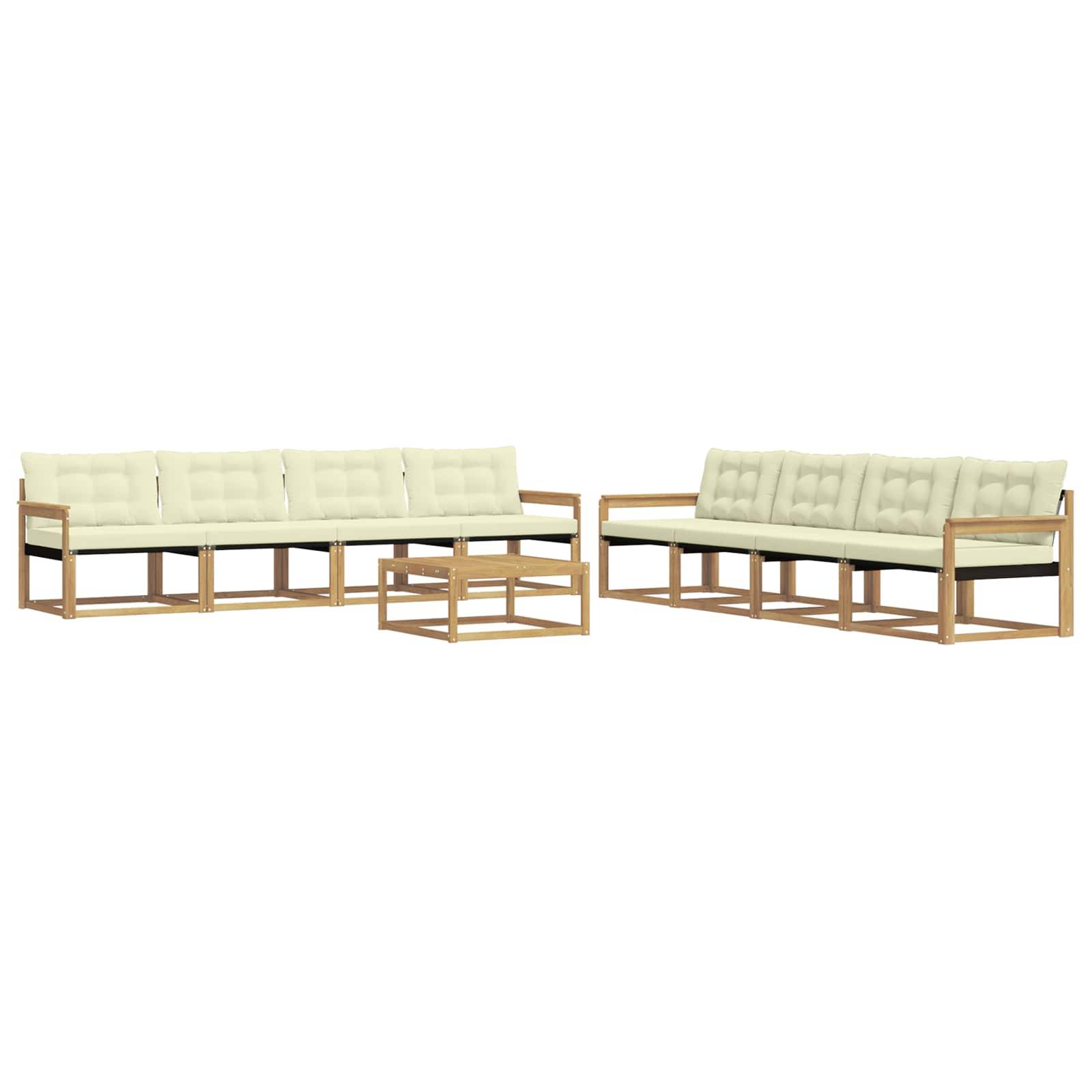 vidaXL Outdoor-Sofagarnitur 9 pcs Weiß und Creme 79 x 79 x 37 cm