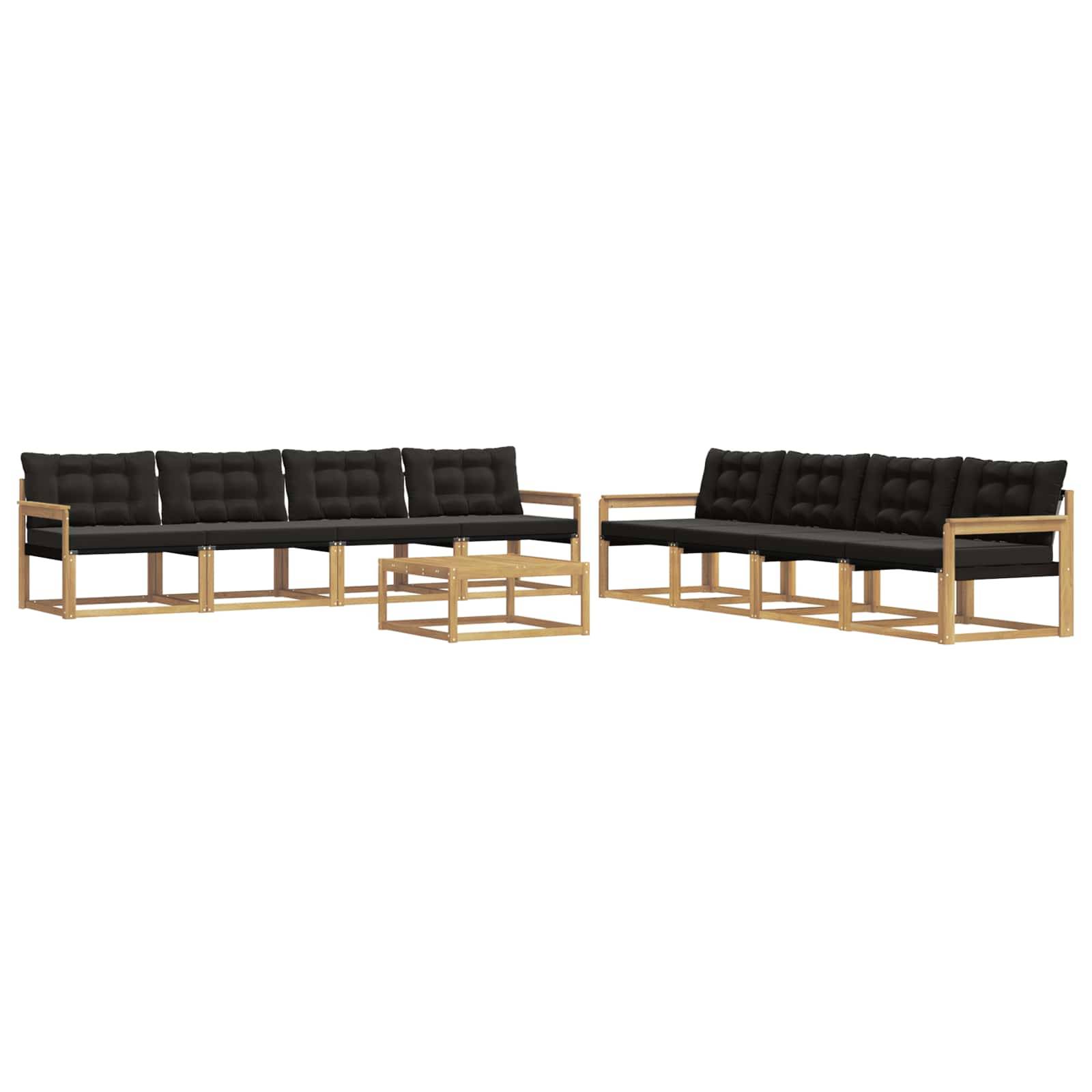 vidaXL Outdoor-Sofagarnitur 9 pcs Weiß und Schwarz 79 x 79 x 37 cm