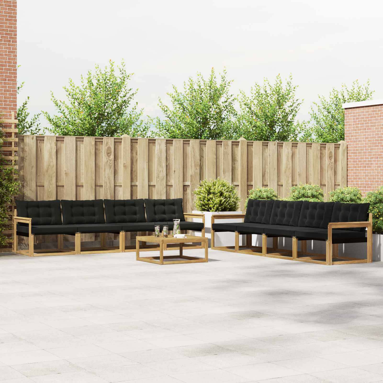 vidaXL Outdoor-Sofagarnitur 9 pcs Weiß und Schwarz 79 x 79 x 37 cm