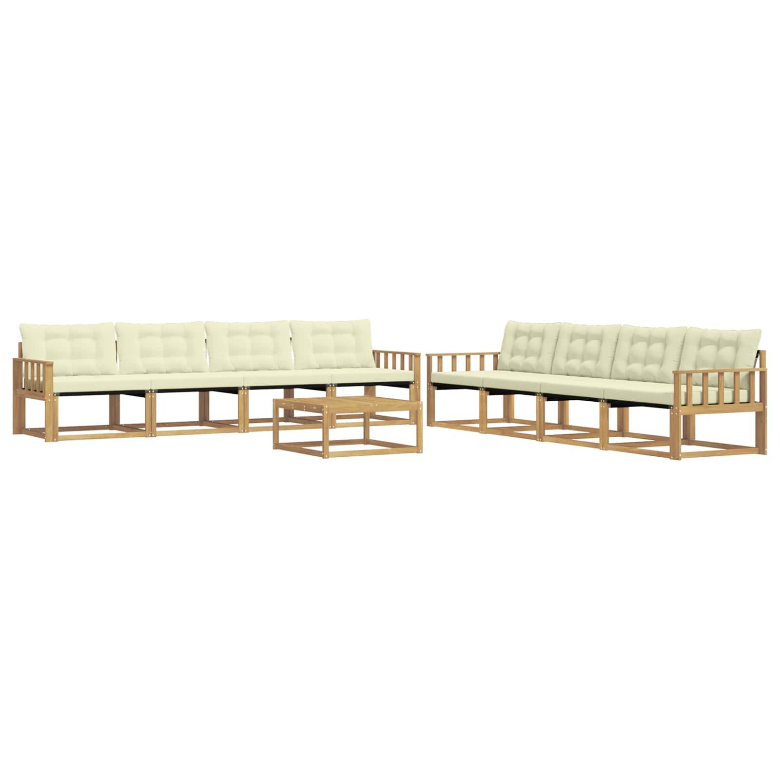 vidaXL Outdoor-Sofagarnitur 9 pcs Weiß und Creme 79 x 79 x 37 cm