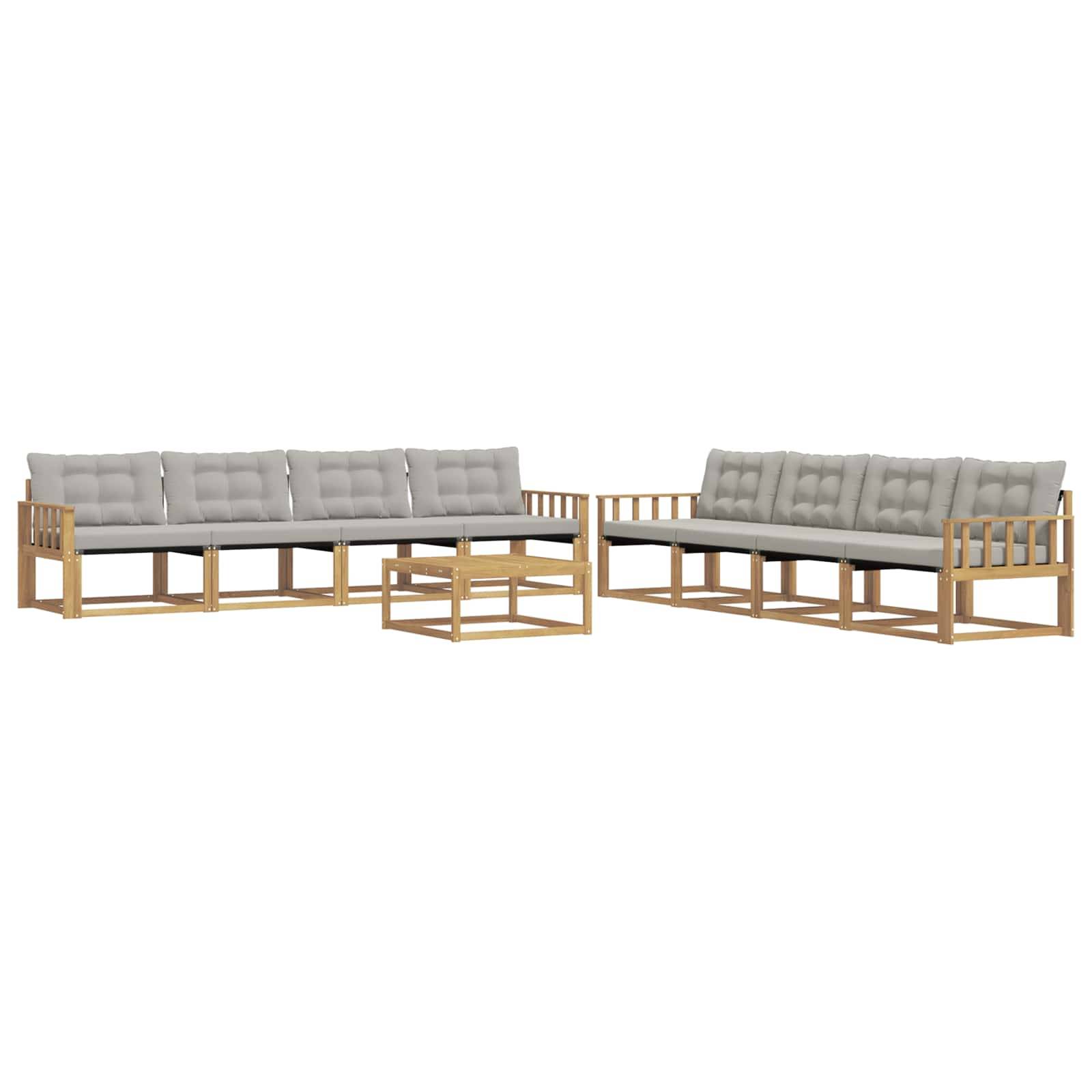 vidaXL Outdoor-Sofagarnitur 9 pcs Weiß und Hellgrau 79 x 79 x 37 cm