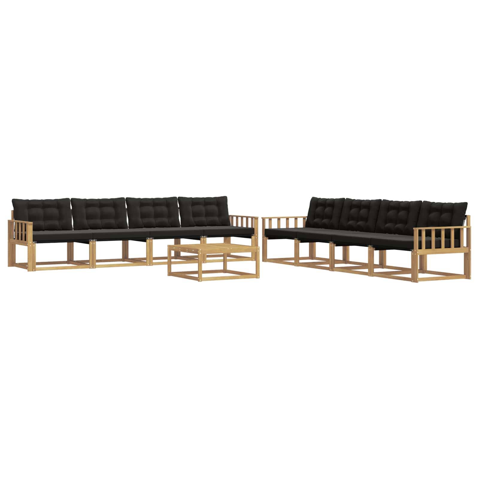 vidaXL Outdoor-Sofagarnitur 9 pcs Weiß und Schwarz 79 x 79 x 37 cm