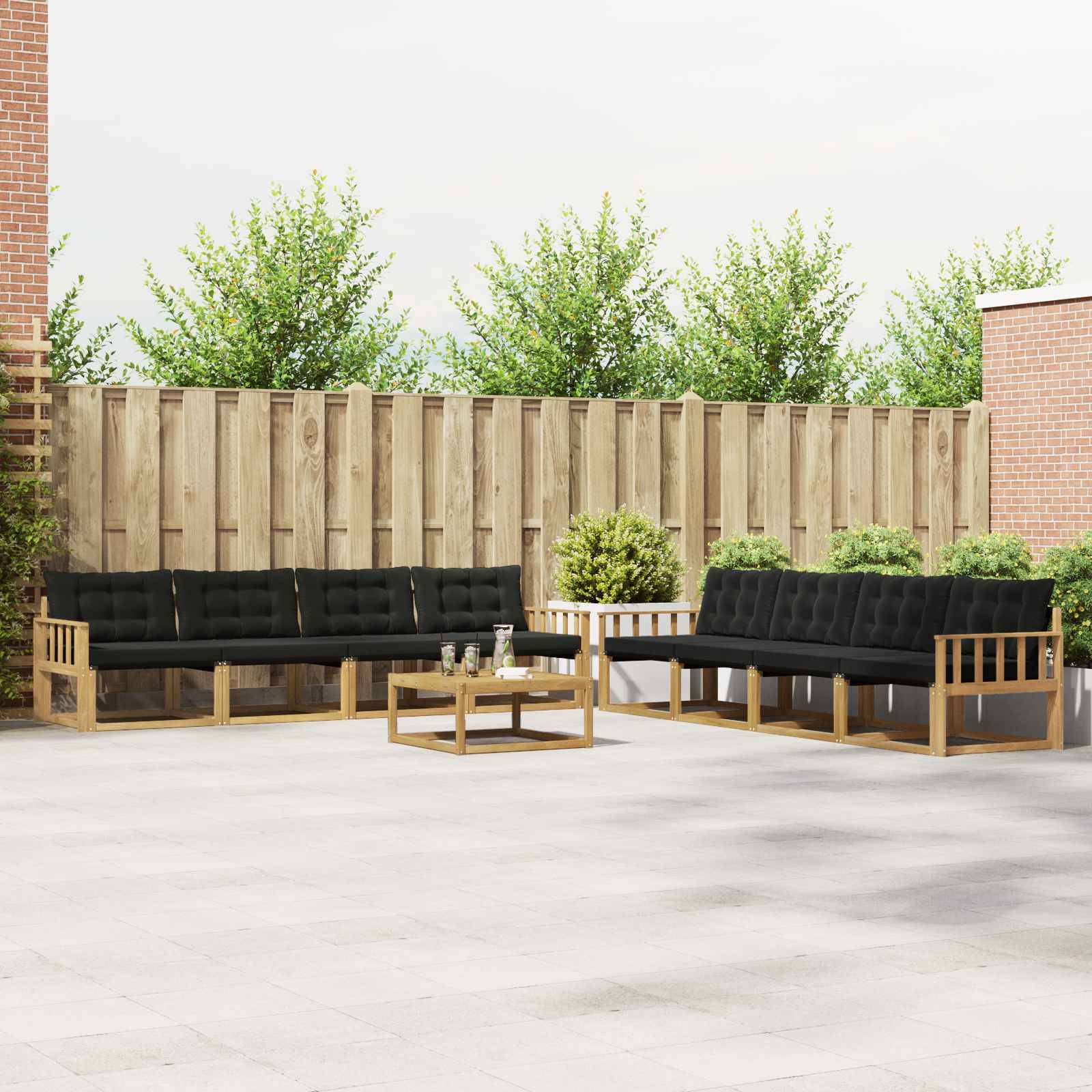 vidaXL Outdoor-Sofagarnitur 9 pcs Weiß und Schwarz 79 x 79 x 37 cm