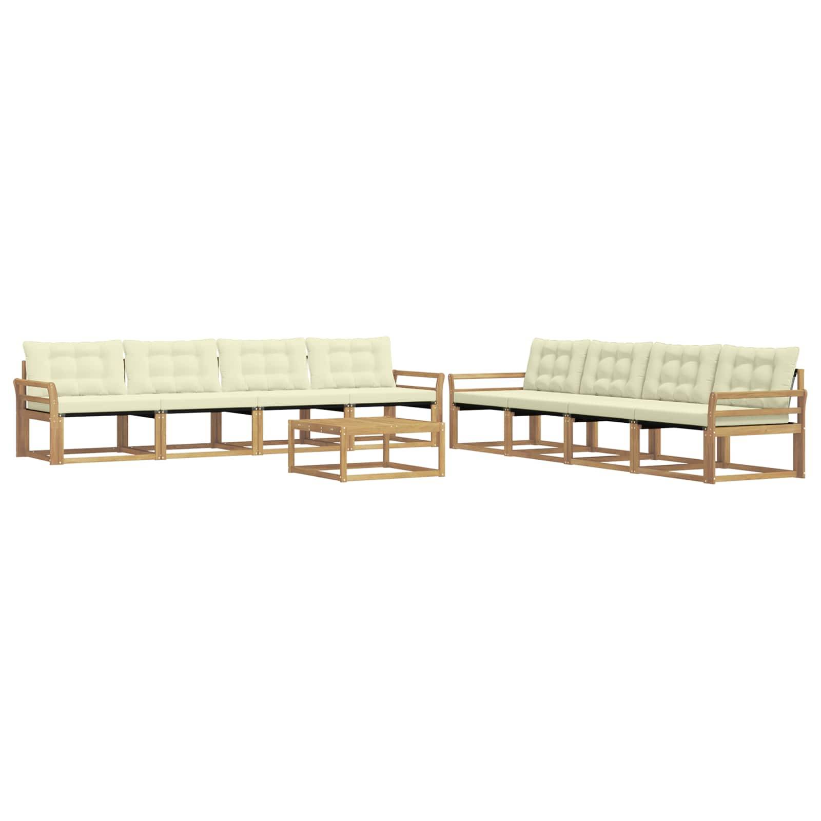vidaXL Outdoor-Sofagarnitur 9 pcs Weiß und Creme 79 x 79 x 37 cm