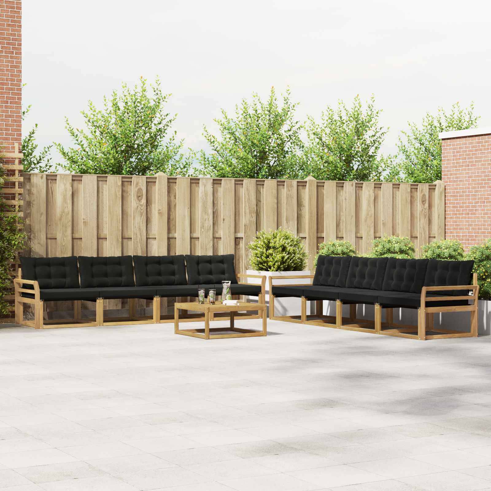 vidaXL Outdoor-Sofagarnitur 9 pcs Weiß und Schwarz 79 x 79 x 37 cm