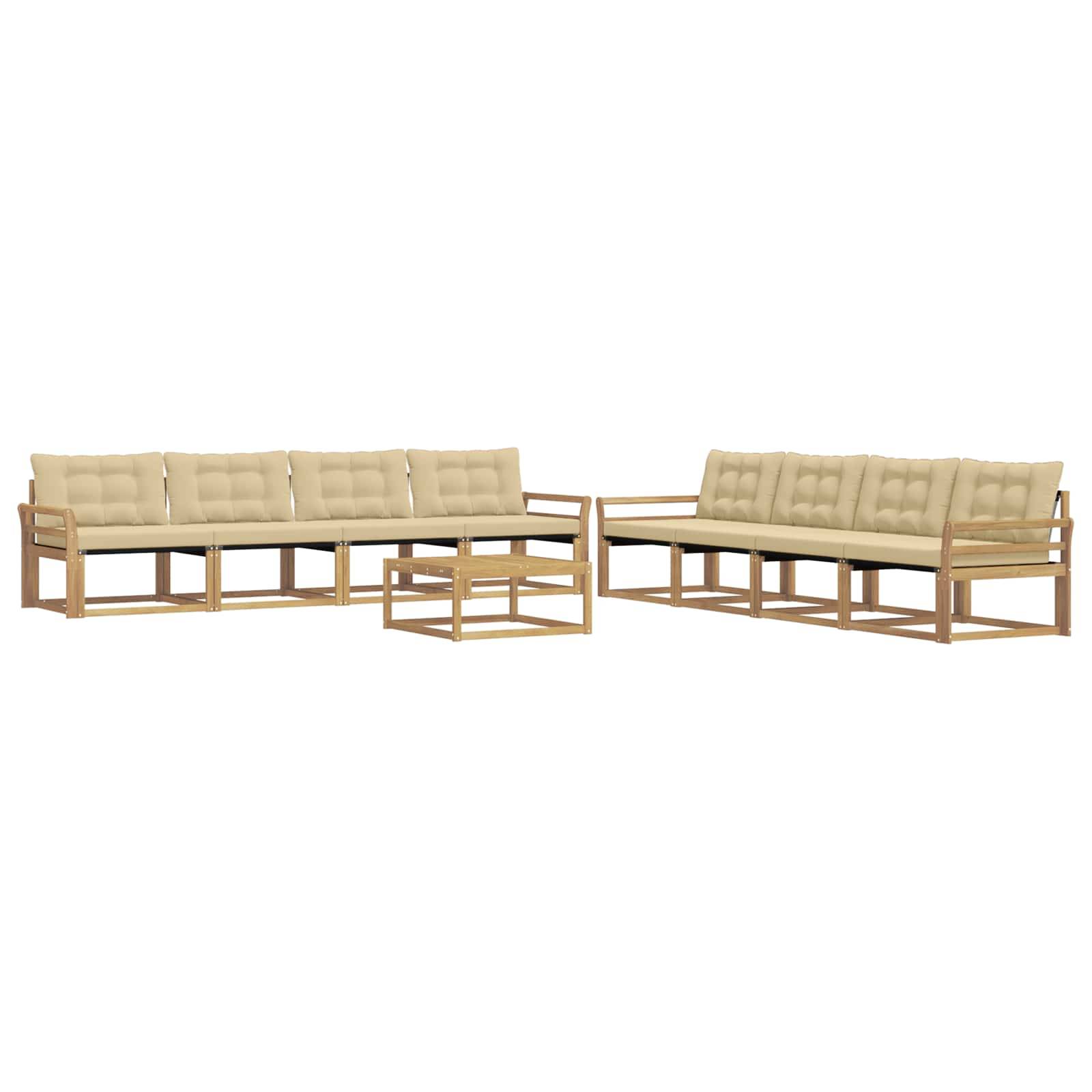 vidaXL Outdoor-Sofagarnitur 9 pcs Weiß und Beige 79 x 79 x 37 cm