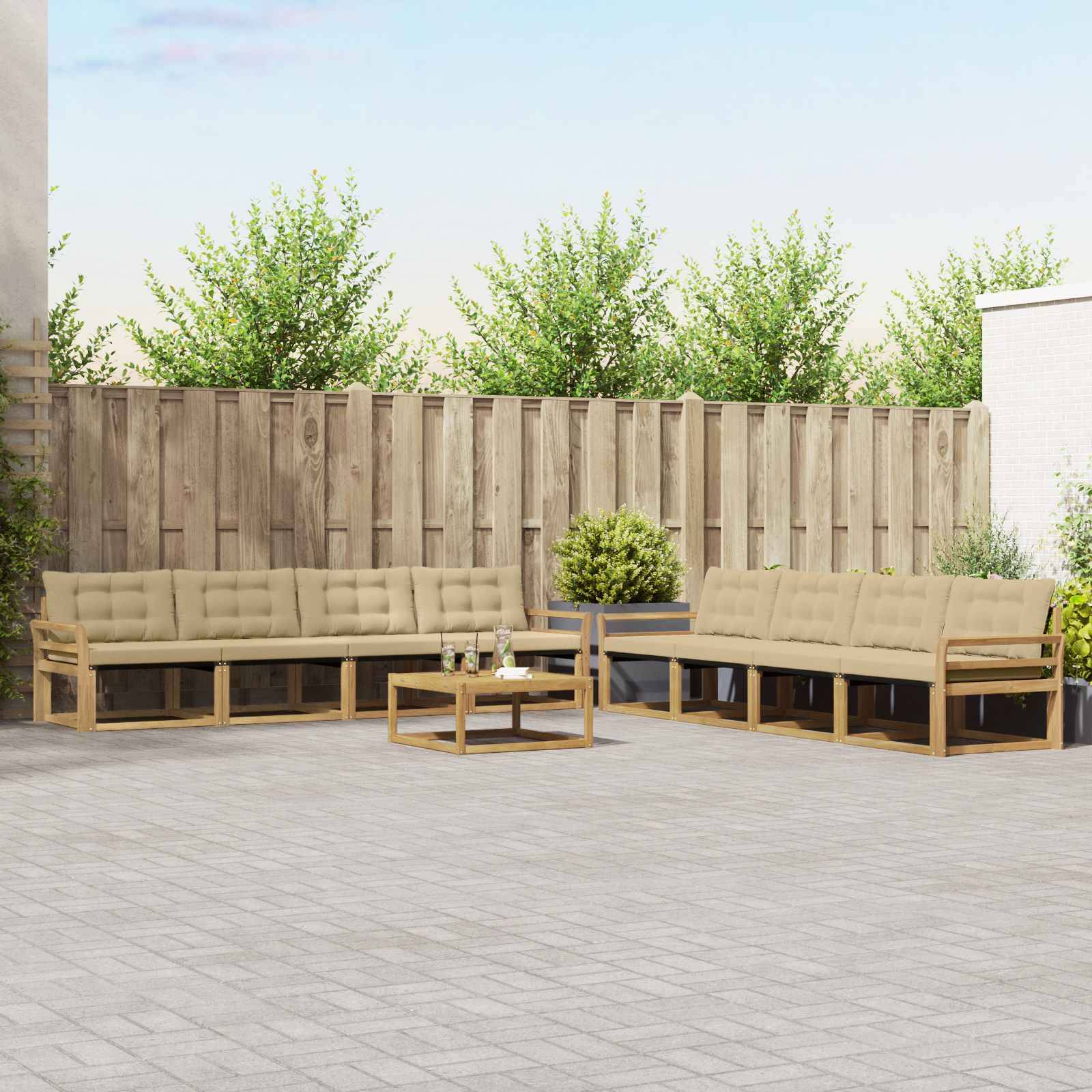 vidaXL Outdoor-Sofagarnitur 9 pcs Weiß und Beige 79 x 79 x 37 cm