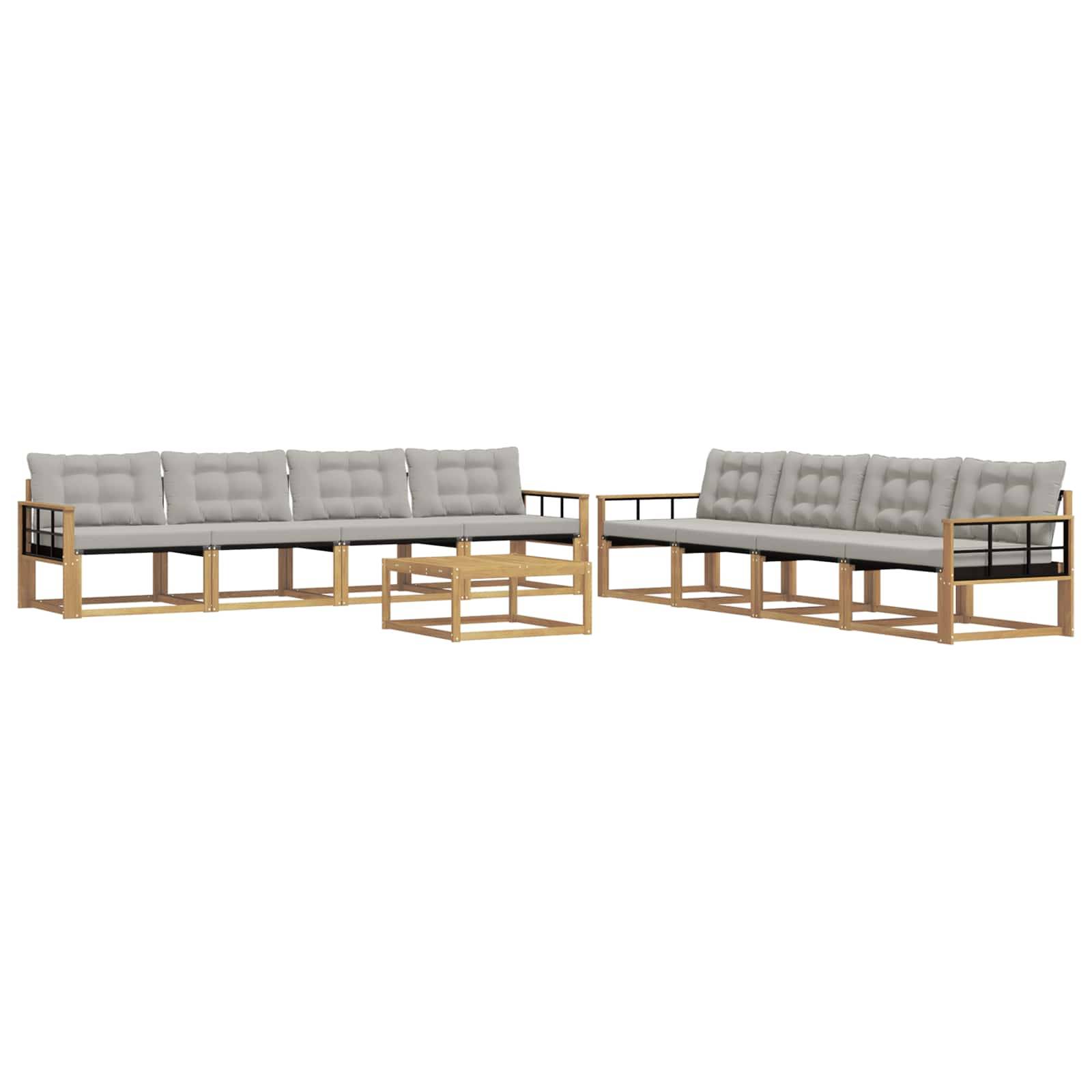 vidaXL Outdoor-Sofagarnitur 9 pcs Weiß und Hellgrau 79 x 79 x 37 cm