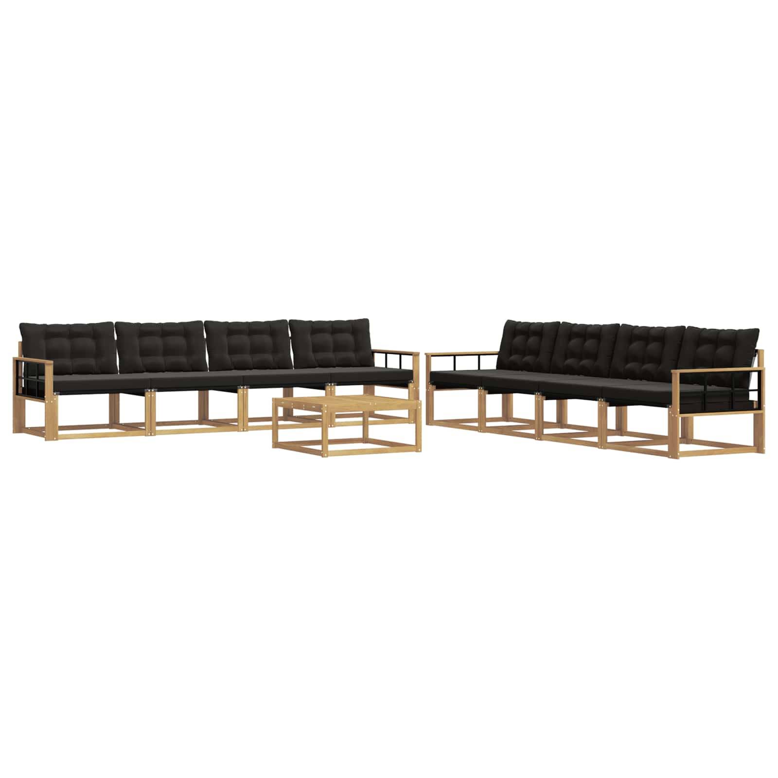 vidaXL Outdoor-Sofagarnitur 9 pcs Weiß und Schwarz 79 x 79 x 37 cm