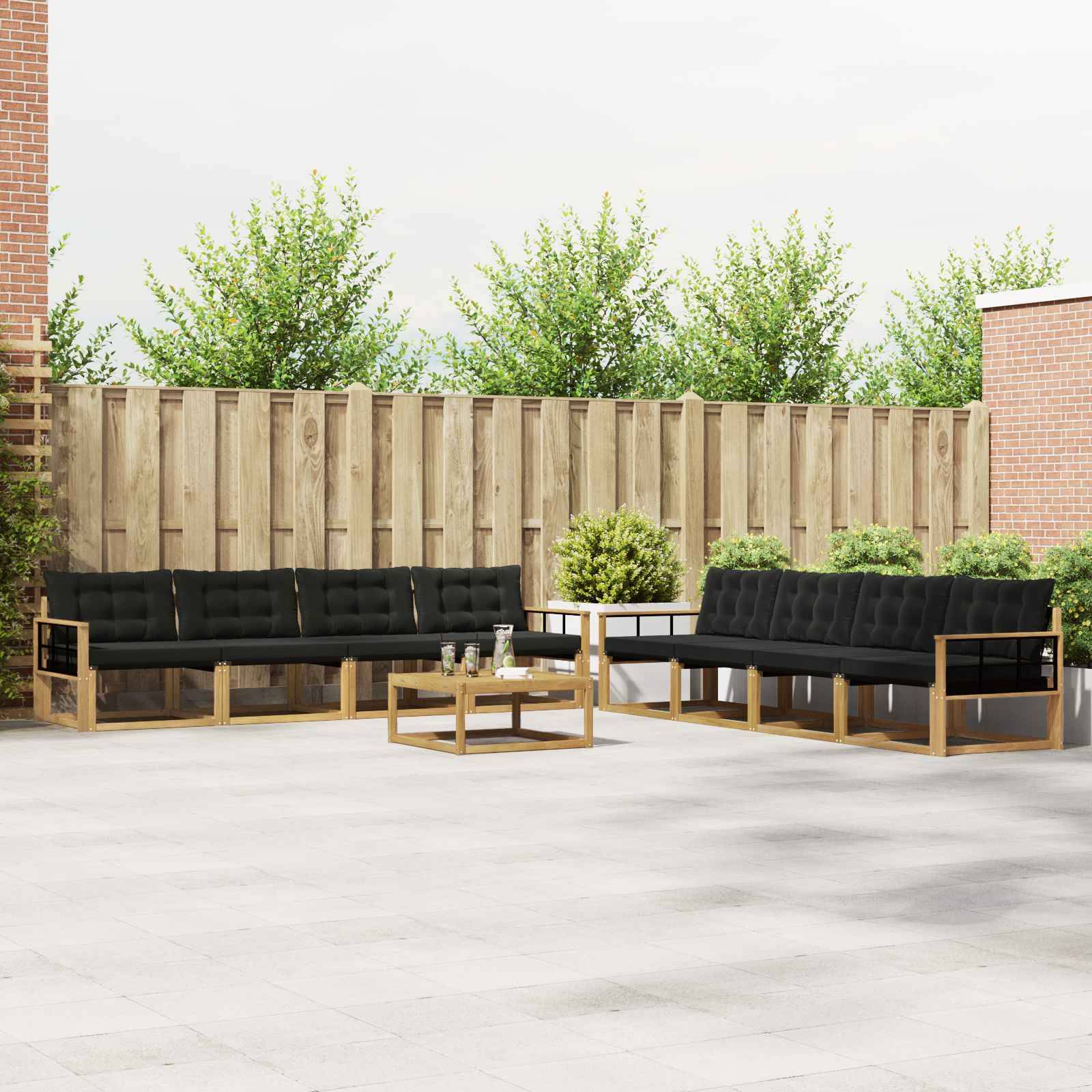 vidaXL Outdoor-Sofagarnitur 9 pcs Weiß und Schwarz 79 x 79 x 37 cm