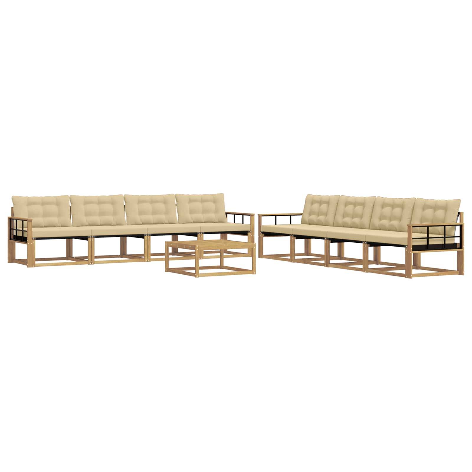 vidaXL Outdoor-Sofagarnitur 9 pcs Weiß und Beige 79 x 79 x 37 cm