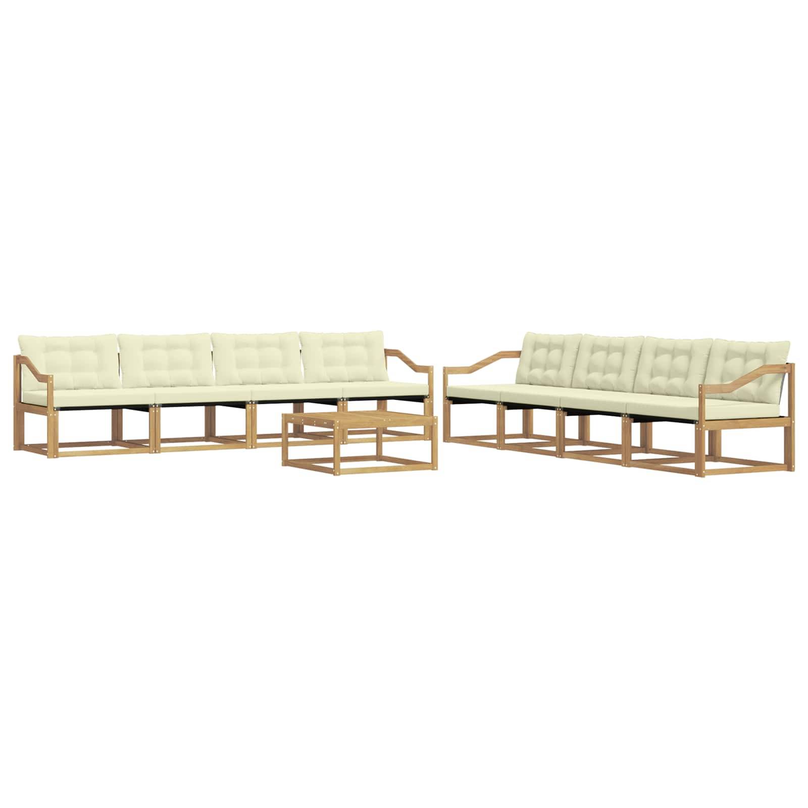 vidaXL Outdoor-Sofagarnitur 9 pcs Weiß und Creme 79 x 79 x 37 cm
