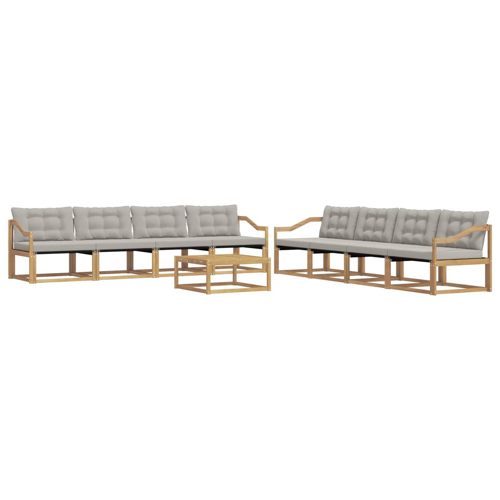 vidaXL Outdoor-Sofagarnitur 9 pcs Weiß und Hellgrau 79 x 79 x 37 cm