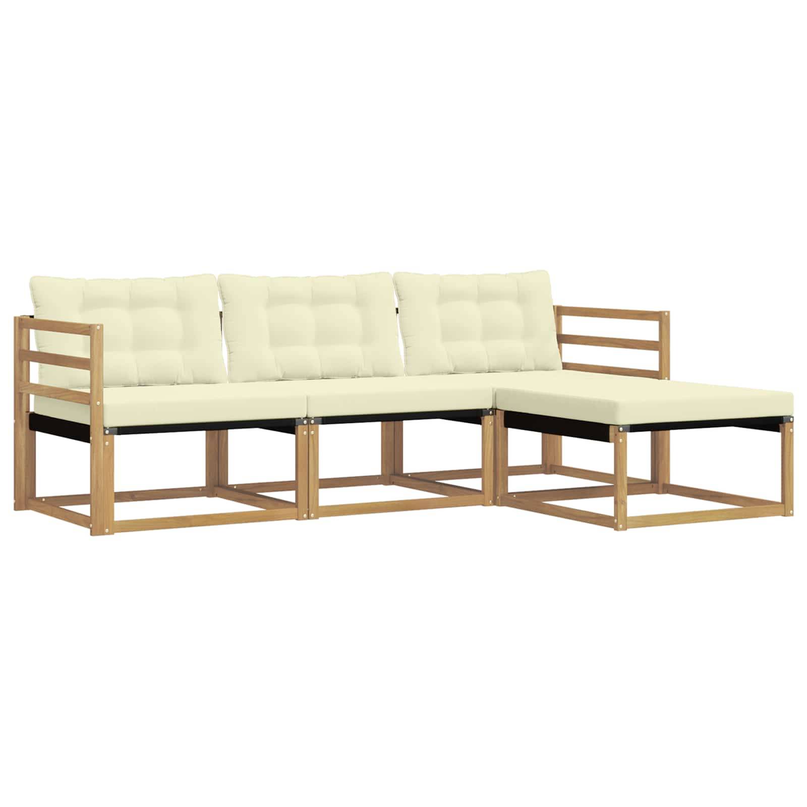 vidaXL Outdoor-Sofagarnitur mit Kissen 4 pcs Weiß und Creme