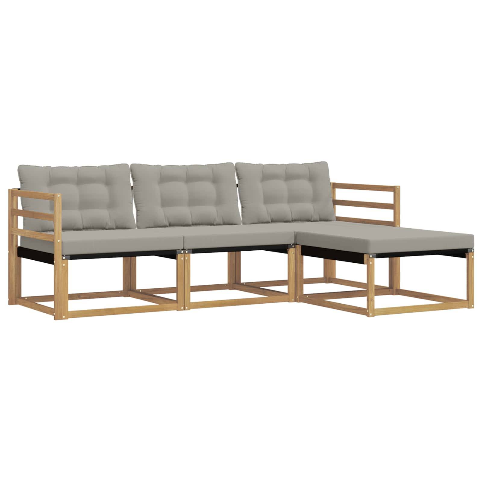 vidaXL Outdoor-Sofagarnitur mit Kissen 4 pcs Weiß und Hellgrau