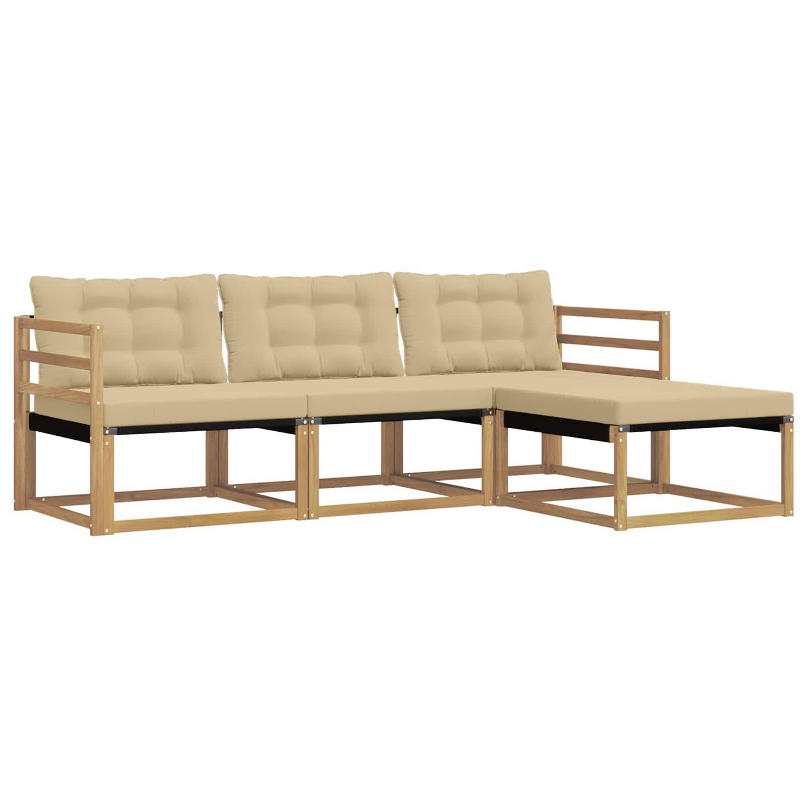 vidaXL Outdoor-Sofagarnitur mit Kissen 4 pcs Weiß und Beige