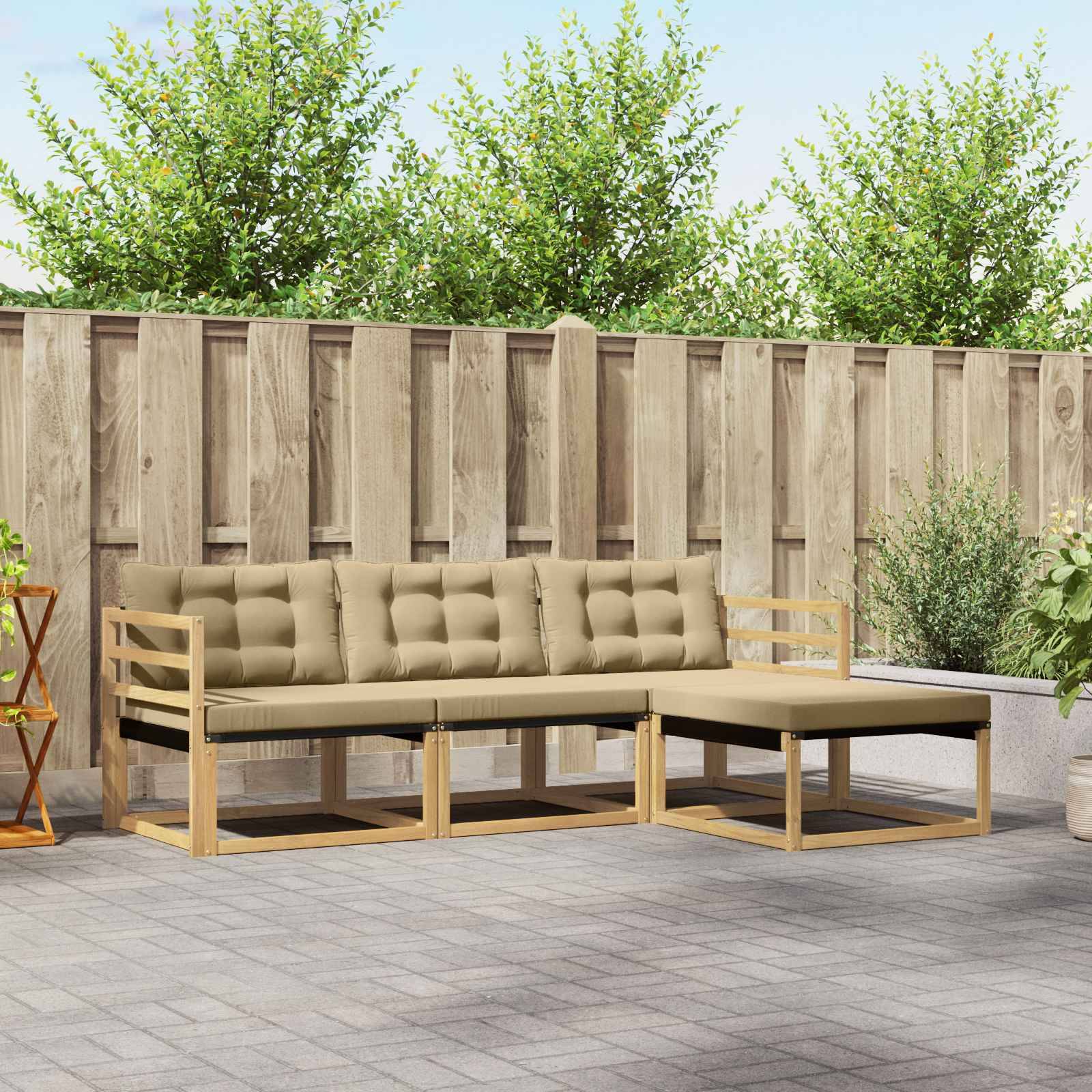 vidaXL Outdoor-Sofagarnitur mit Kissen 4 pcs Weiß und Beige