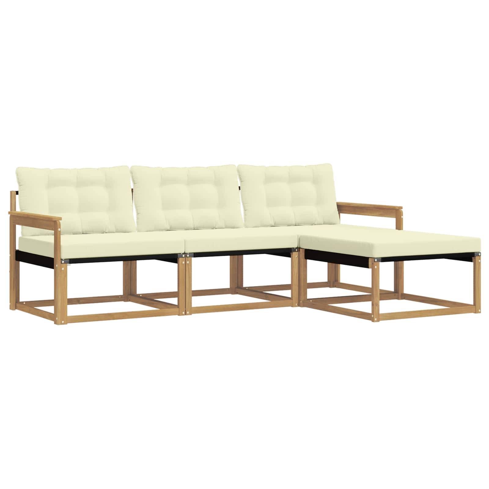vidaXL Outdoor-Sofagarnitur mit Kissen 4 pcs Weiß und Creme