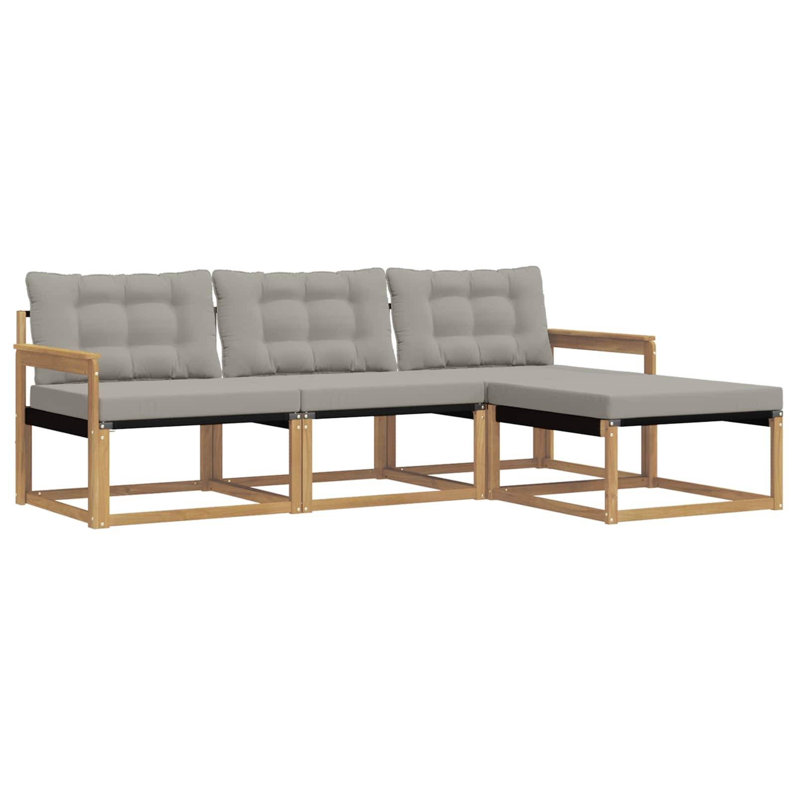 vidaXL Outdoor-Sofagarnitur mit Kissen 4 pcs Weiß und Hellgrau