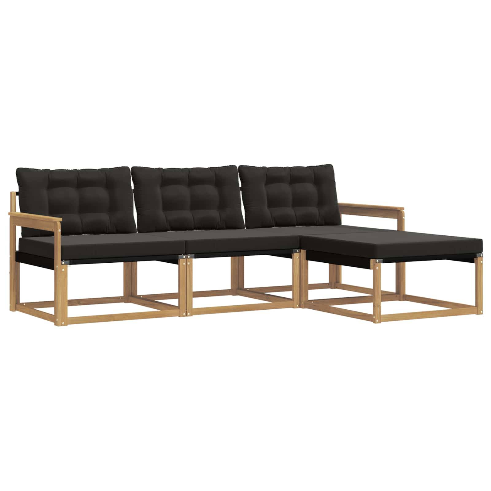 vidaXL Outdoor-Sofagarnitur mit Kissen 4 pcs Weiß und Schwarz