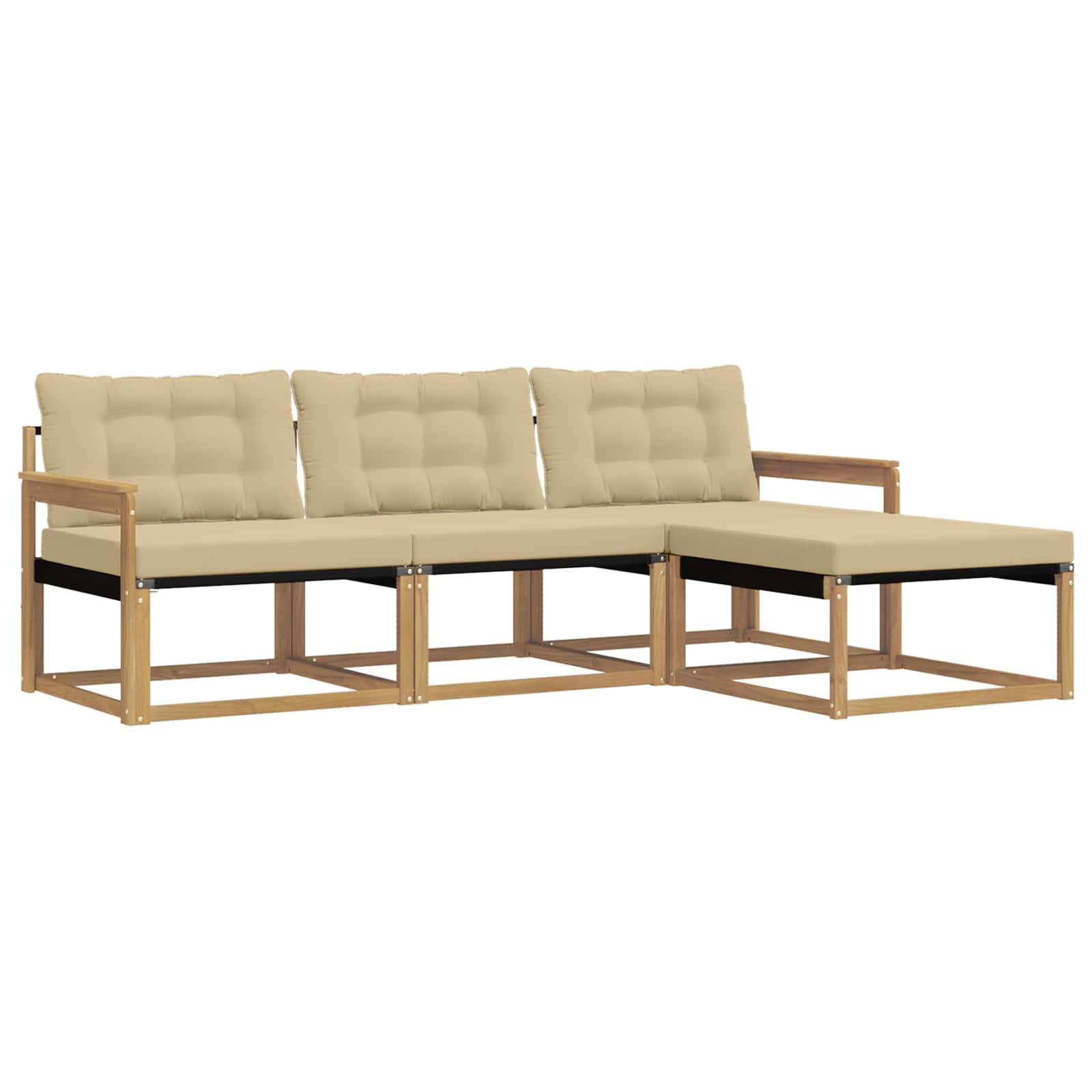 vidaXL Outdoor-Sofagarnitur mit Kissen 4 pcs Weiß und Beige