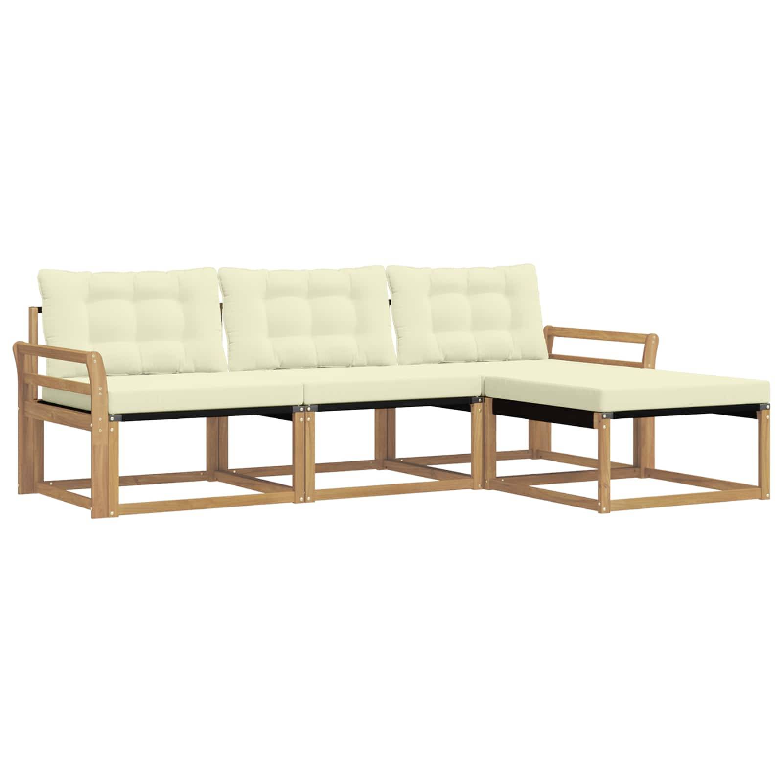 vidaXL Outdoor-Sofagarnitur mit Kissen 4 pcs Weiß und Creme