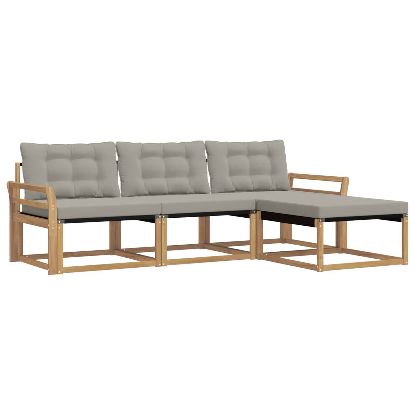 vidaXL Outdoor-Sofagarnitur mit Kissen 4 pcs Weiß und Hellgrau
